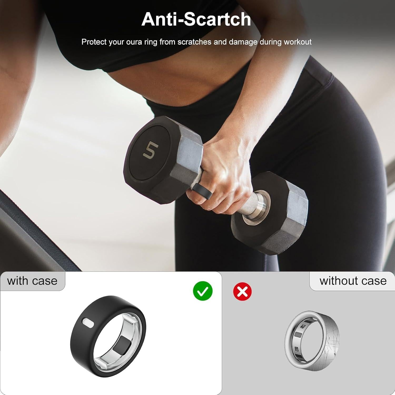 Paquete de 4 fundas TPU para Oura Ring Gen 4 y Gen 3 - Negro