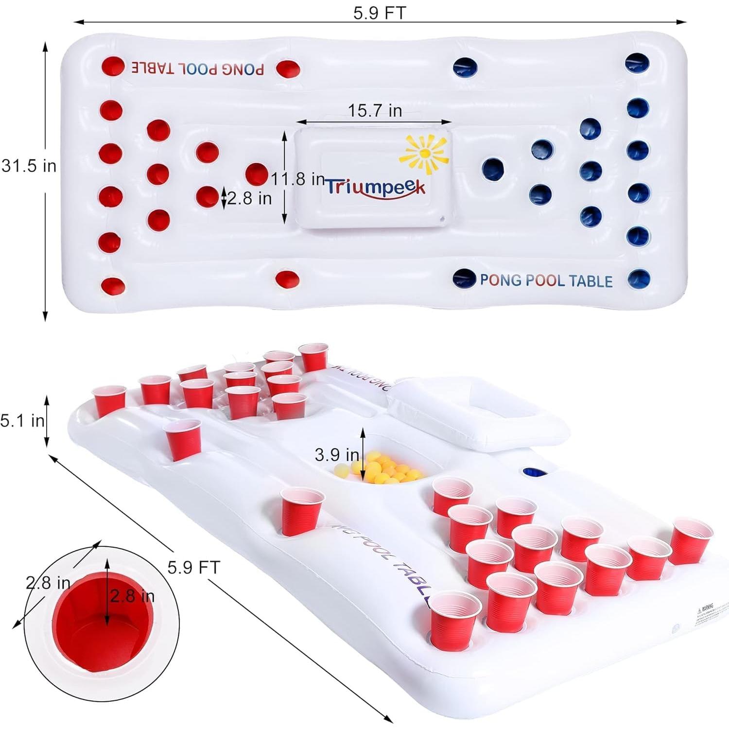 Flotador Inflable Triumpeek Mesa de Juego con Enfriador 1.83m