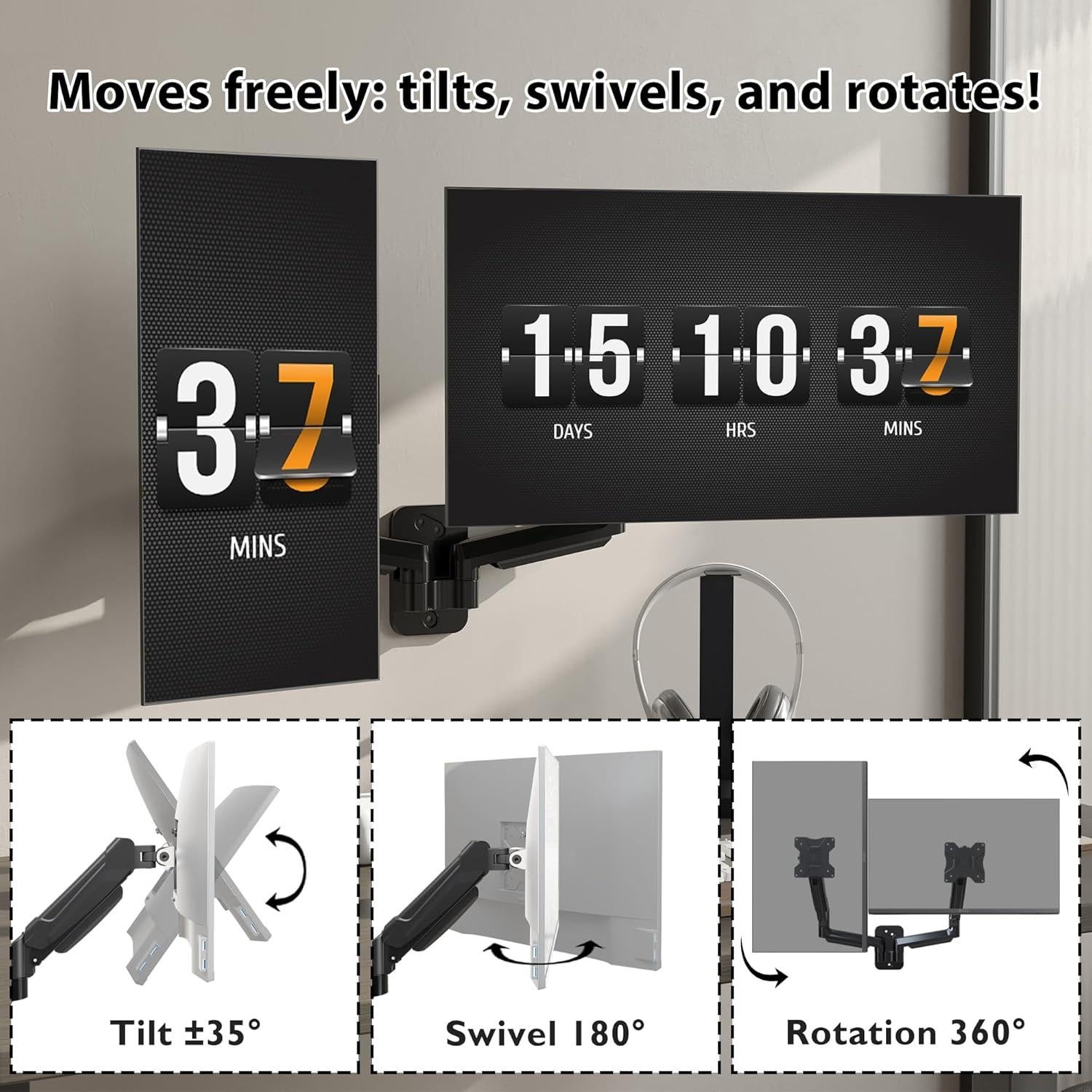 Soporte de Pared Doble Monitor BONTEC 13-32" Ajustable 9kg