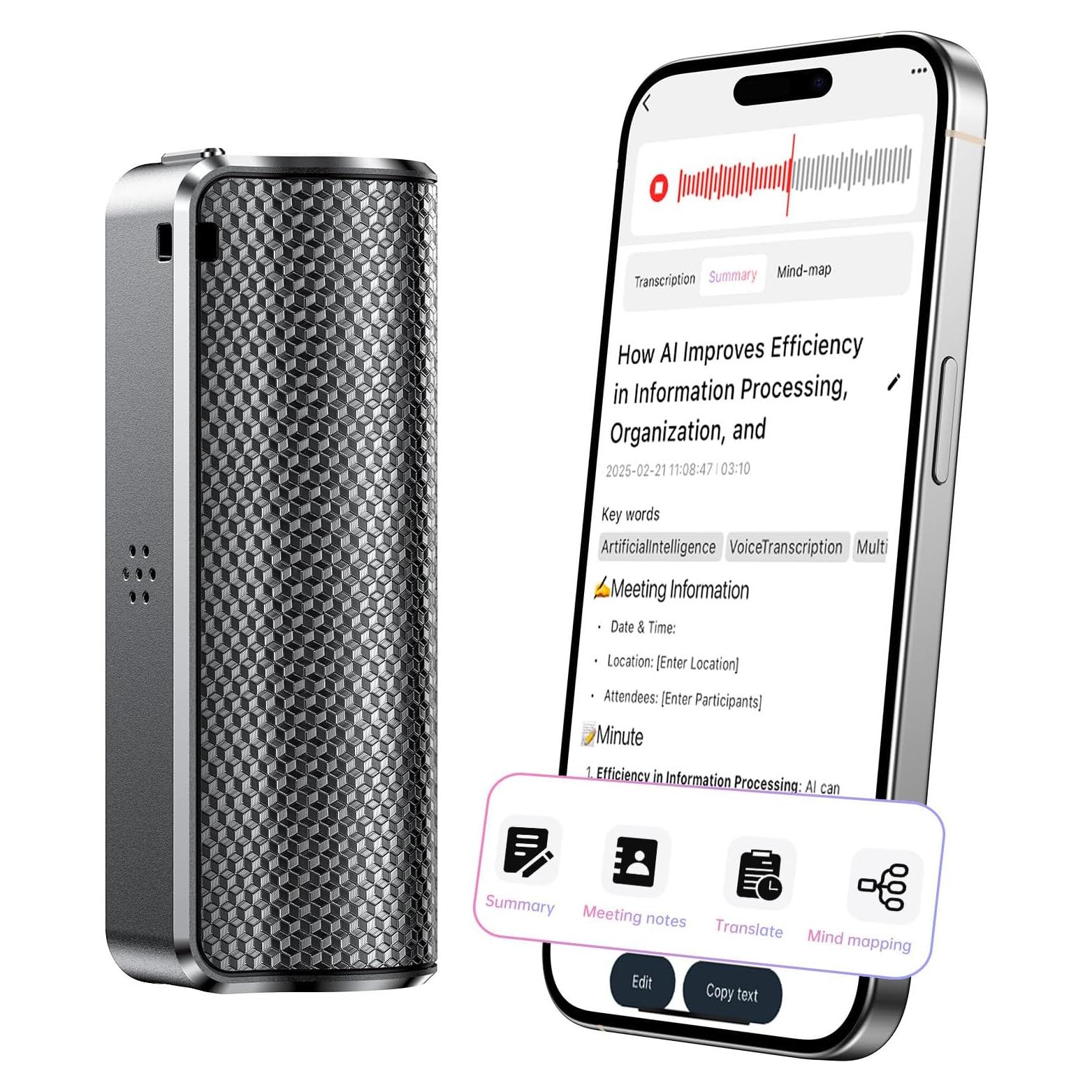 Grabadora de Voz AI Zotduo 64GB con Transcripción y Traducción