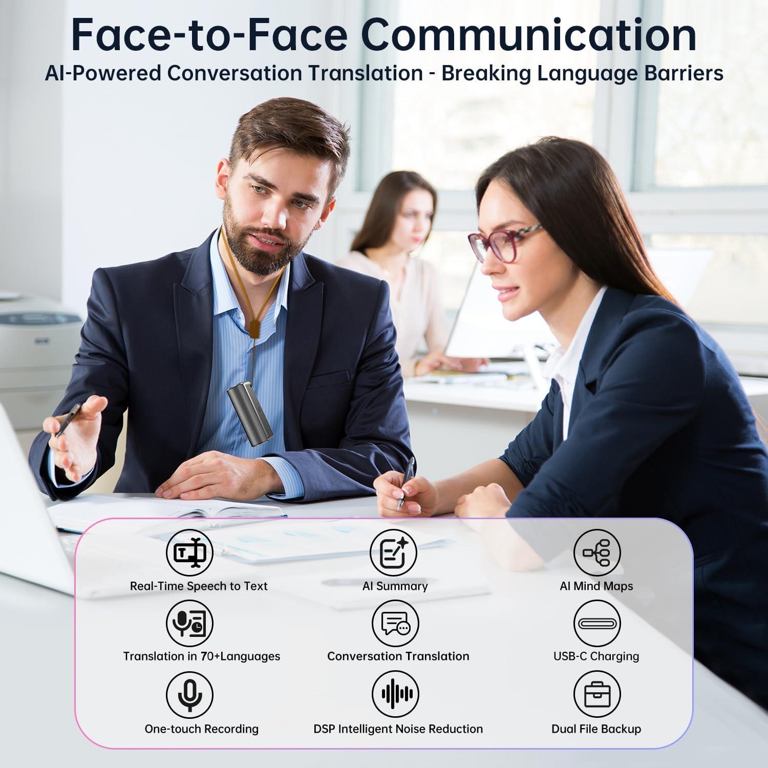 Grabadora de Voz AI Zotduo 64GB con Transcripción y Traducción