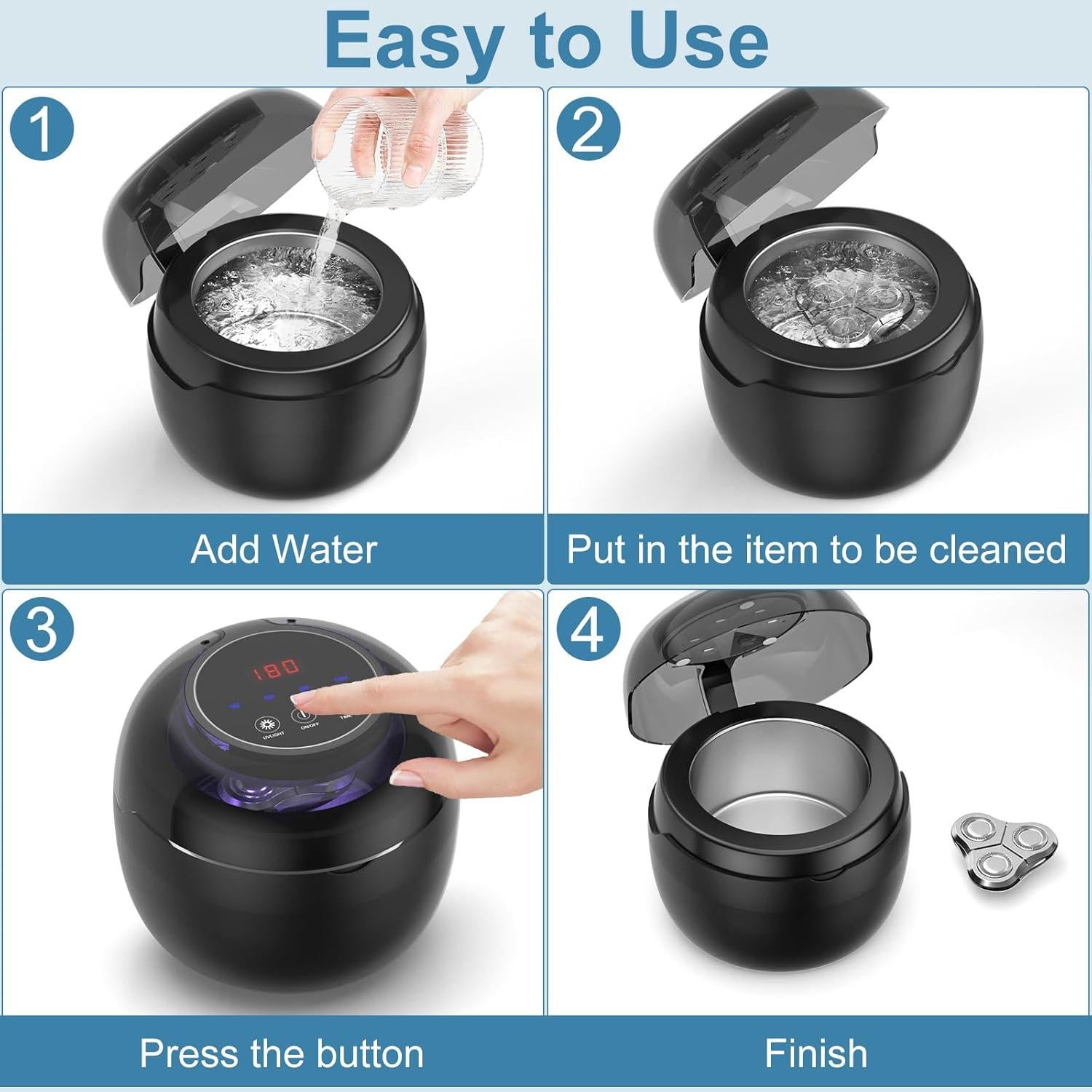 Limpiadora Ultrasónica Neatevday 250ml 50kHz 4 Modos Negra