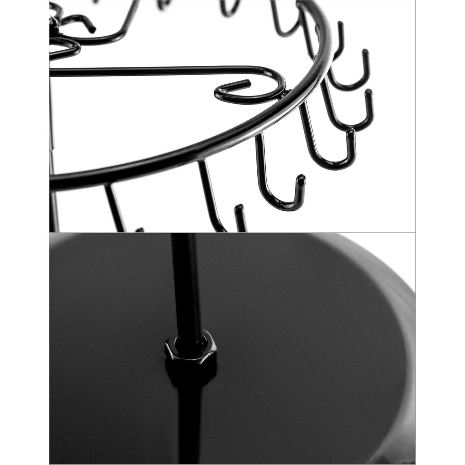 Soporte de Joyería Giratorio QWORK, 23 Ganchos, Negro