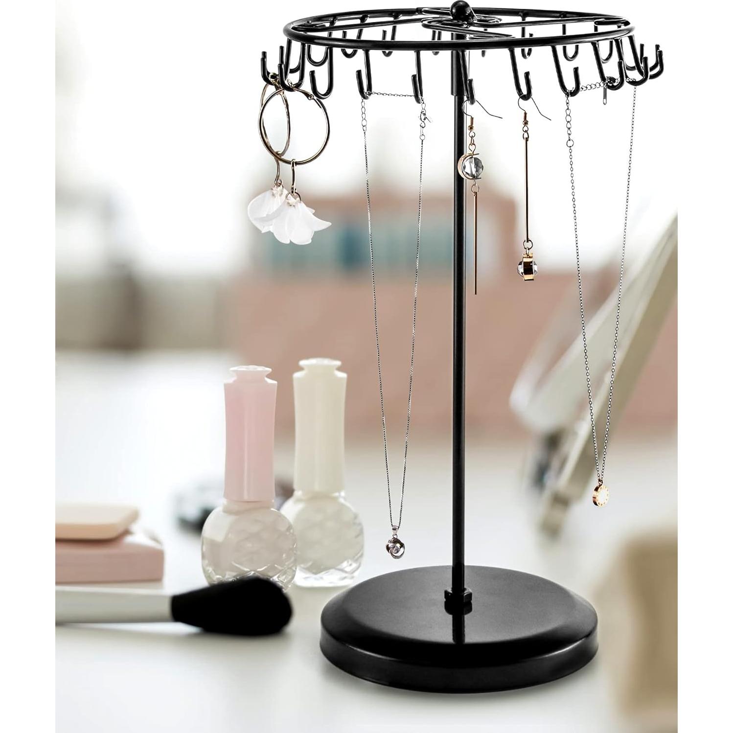 Soporte de Joyería Giratorio QWORK, 23 Ganchos, Negro