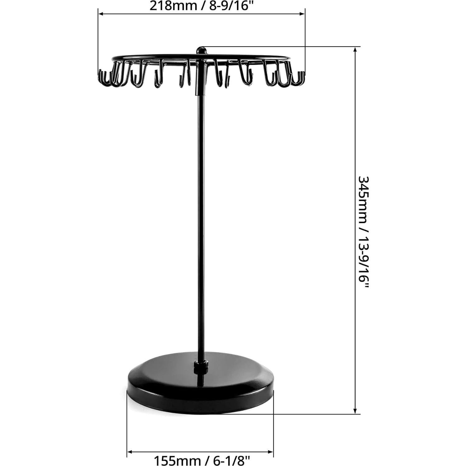 Soporte de Joyería Giratorio QWORK, 23 Ganchos, Negro