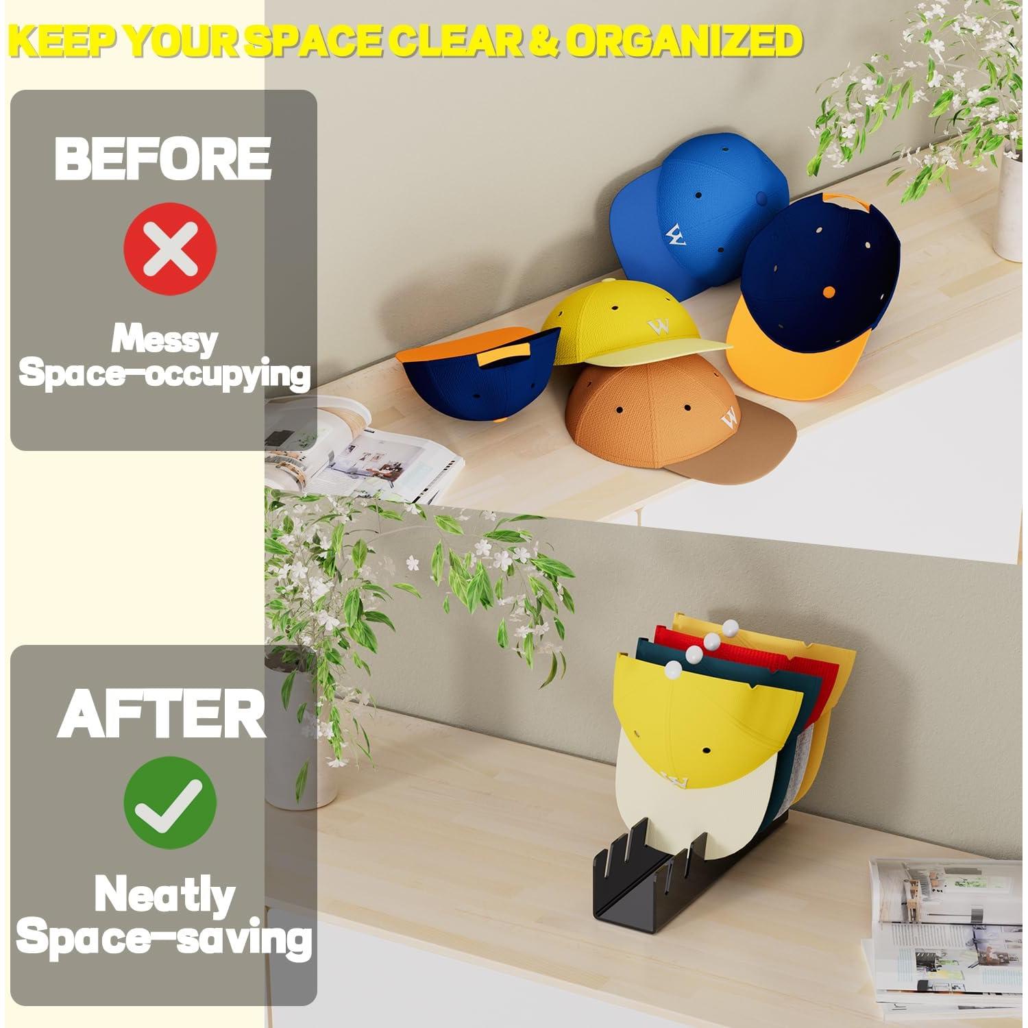 Soporte para Sombreros ACTBIO 2 Pcs Acrílico Negro 14 Gorras