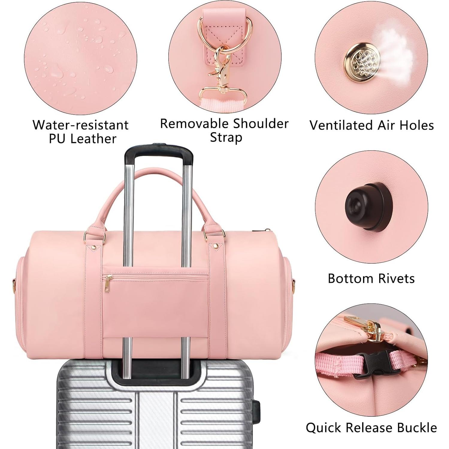 Bolsa Duffle Convertible BOLOSTA Rosa 52L para Ropa y Zapatos