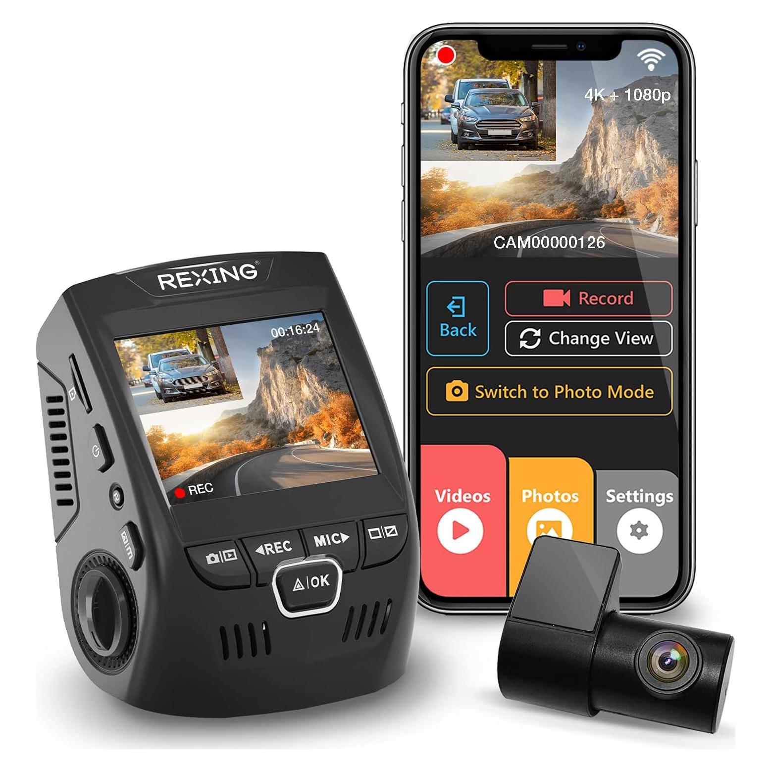 Cámara de Salpicadero Rexing V1P 4K Doble Canal Wi-Fi