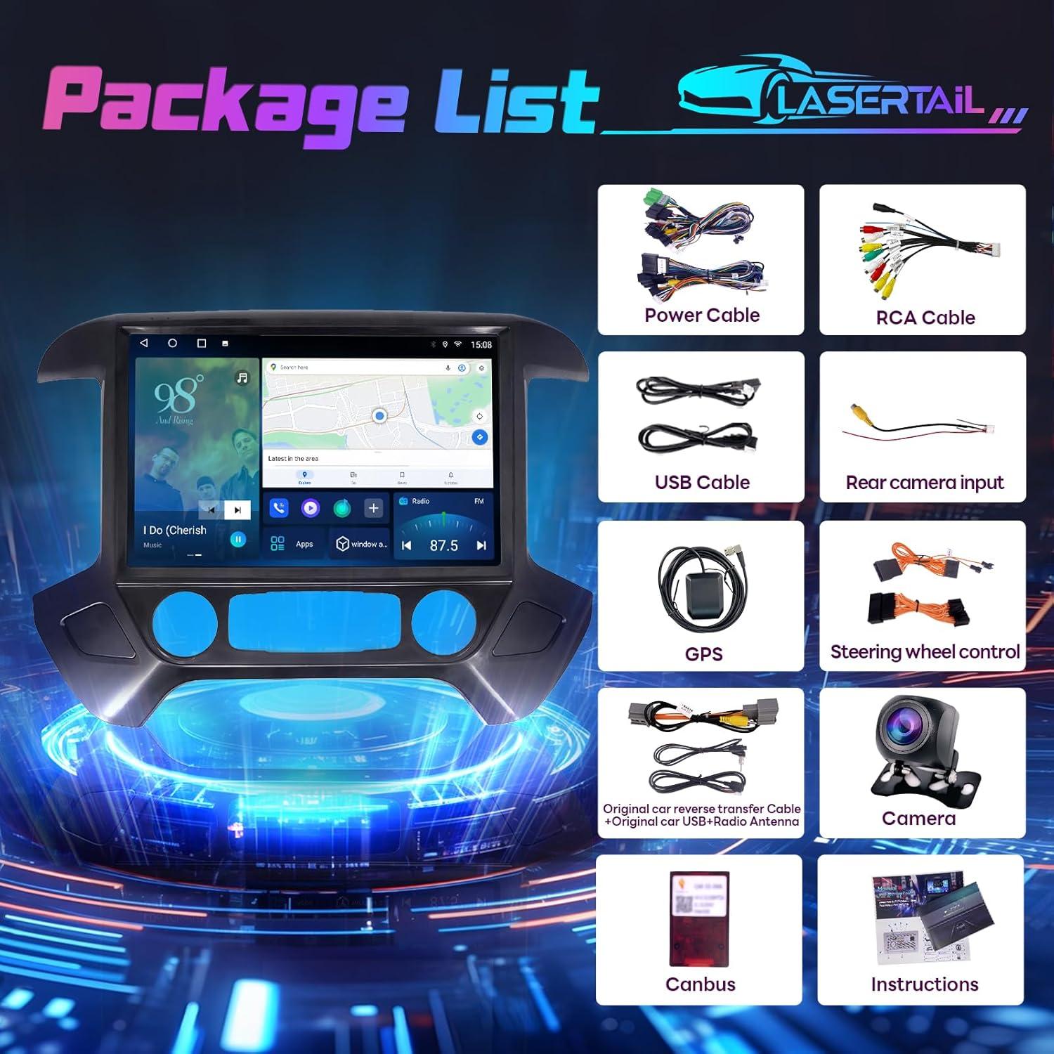 Radio de Coche 13.1" LASERTAIL para Chevy Silverado 2014-2018