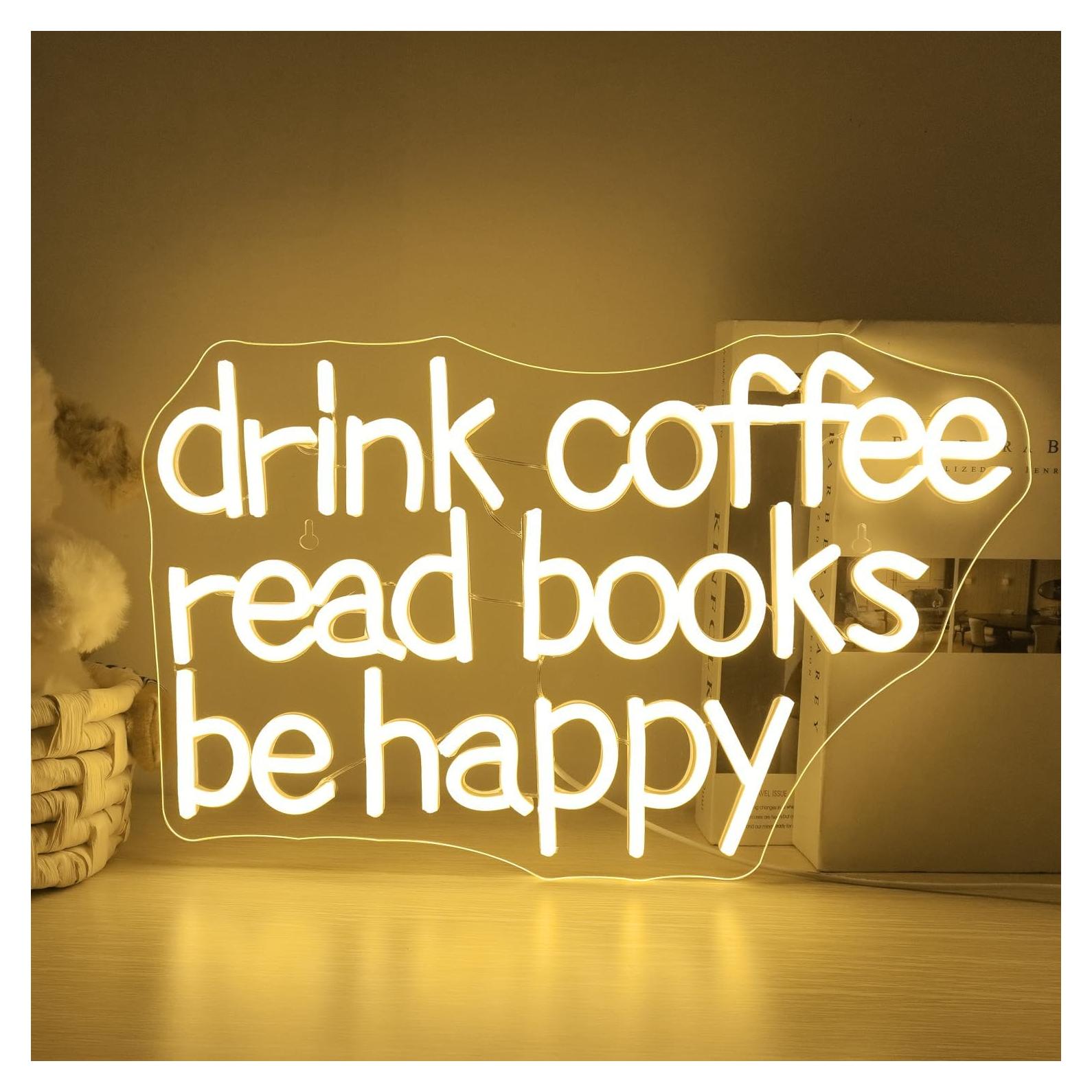 Letrero de Neón LED Looklight Beber Café Leer Libros 30x40cm