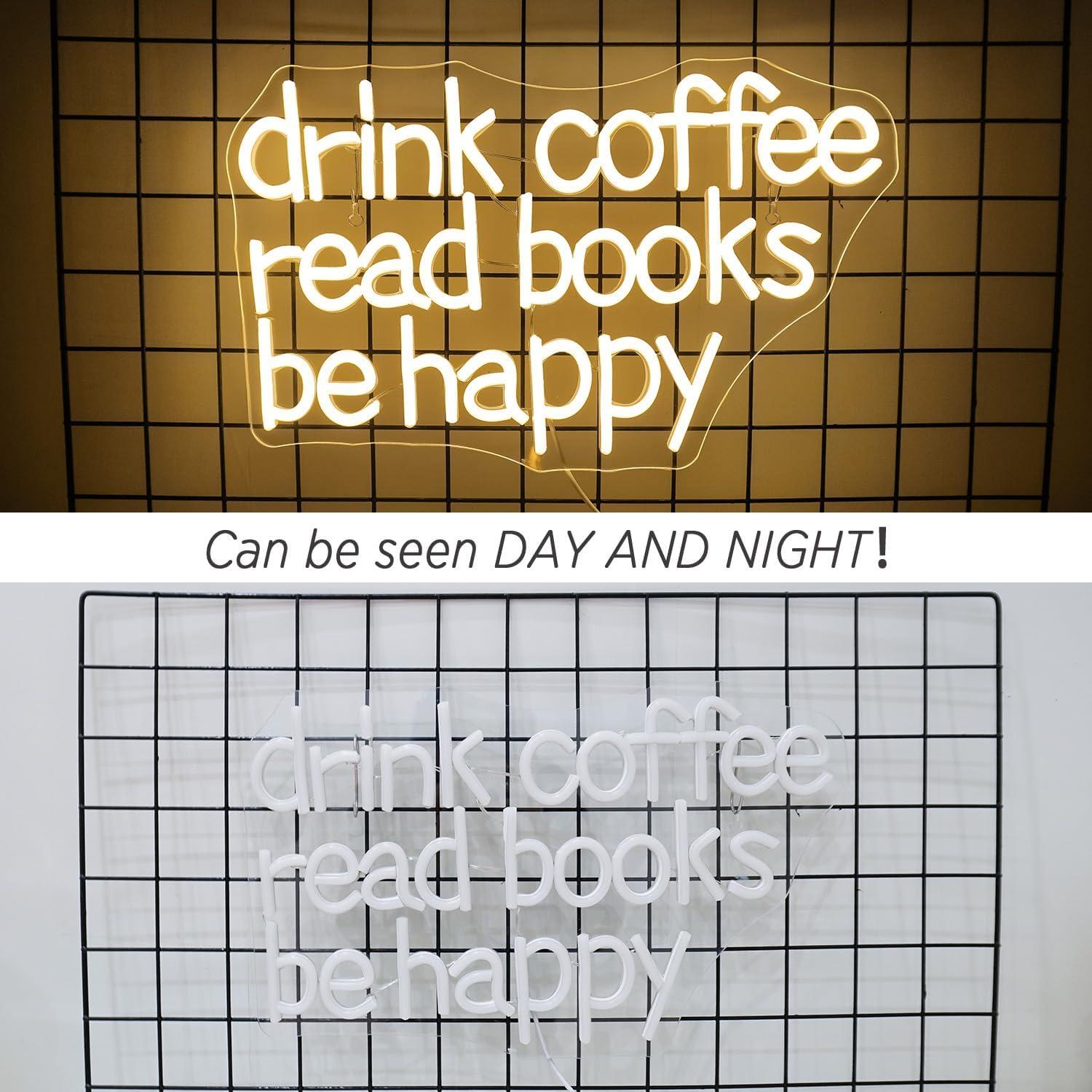 Letrero de Neón LED Looklight Beber Café Leer Libros 30x40cm