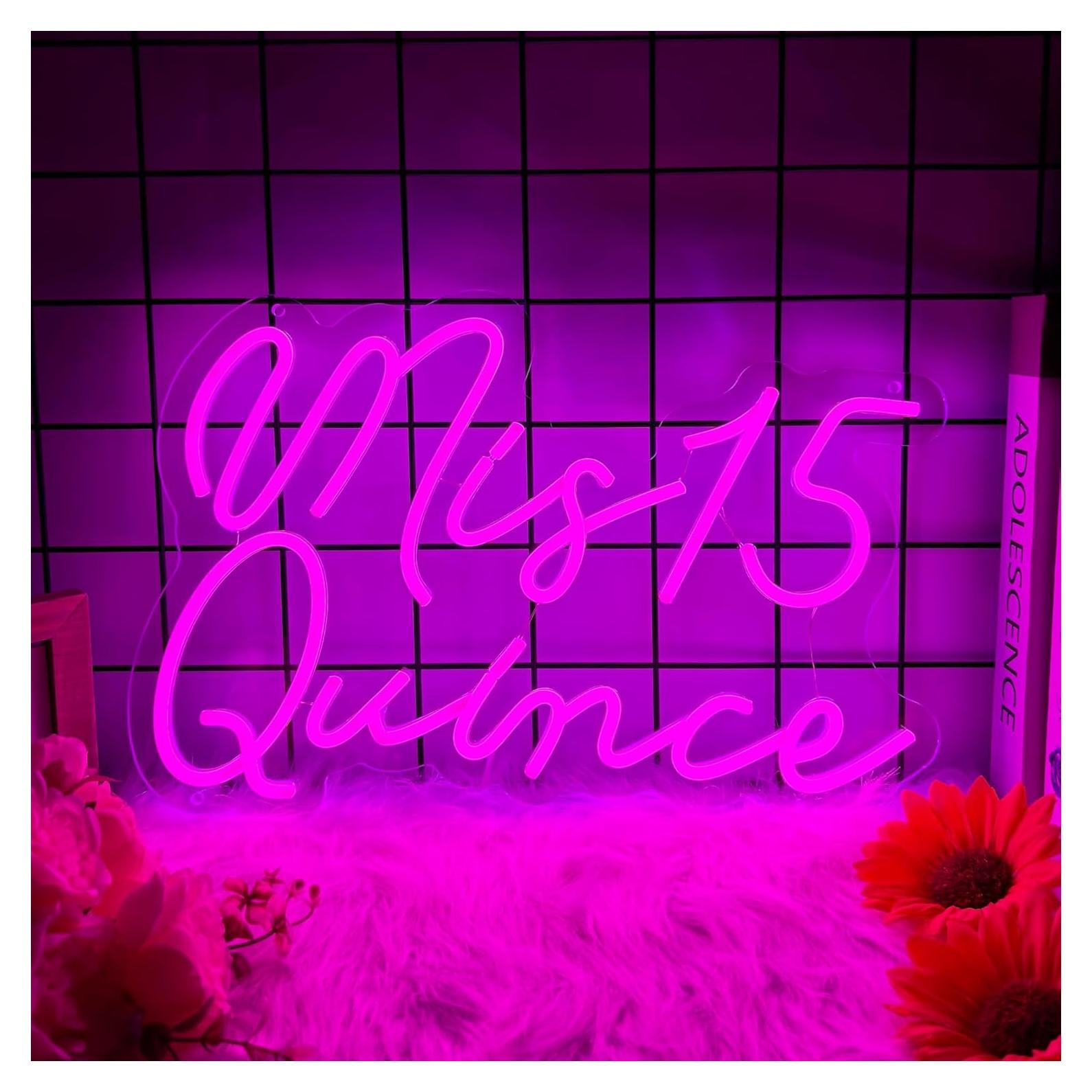 Señal de Neón Mis 15 Quinceañera Moneter LED Decorativa