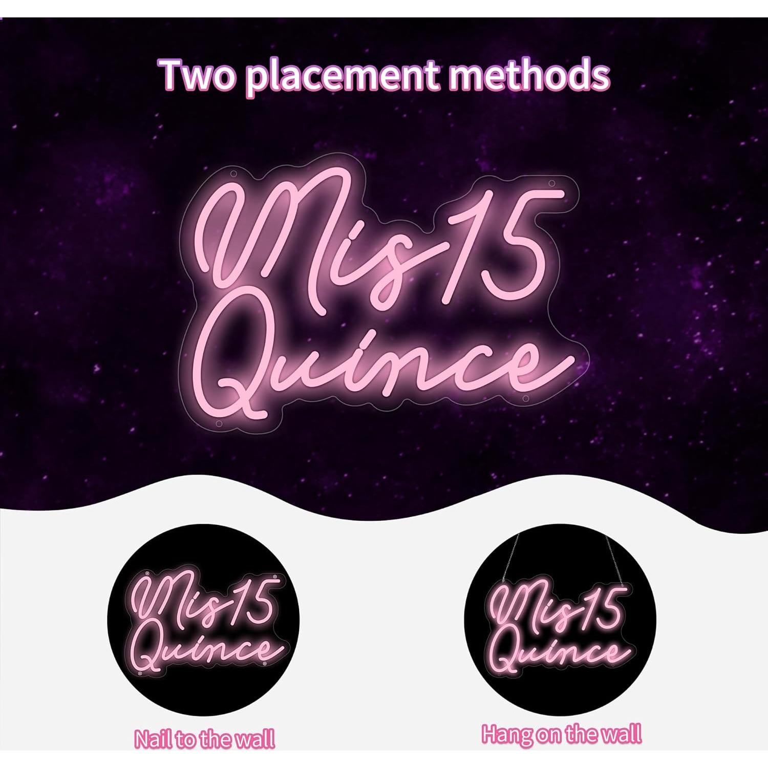 Señal de Neón Mis 15 Quinceañera Moneter LED Decorativa