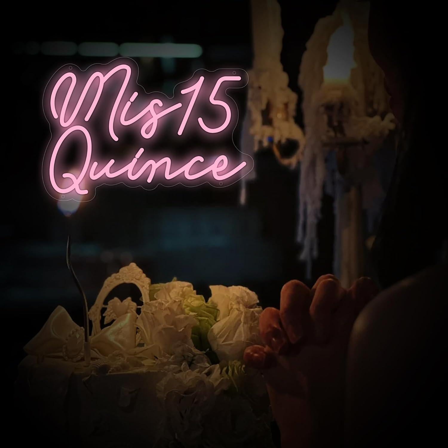 Señal de Neón Mis 15 Quinceañera Moneter LED Decorativa