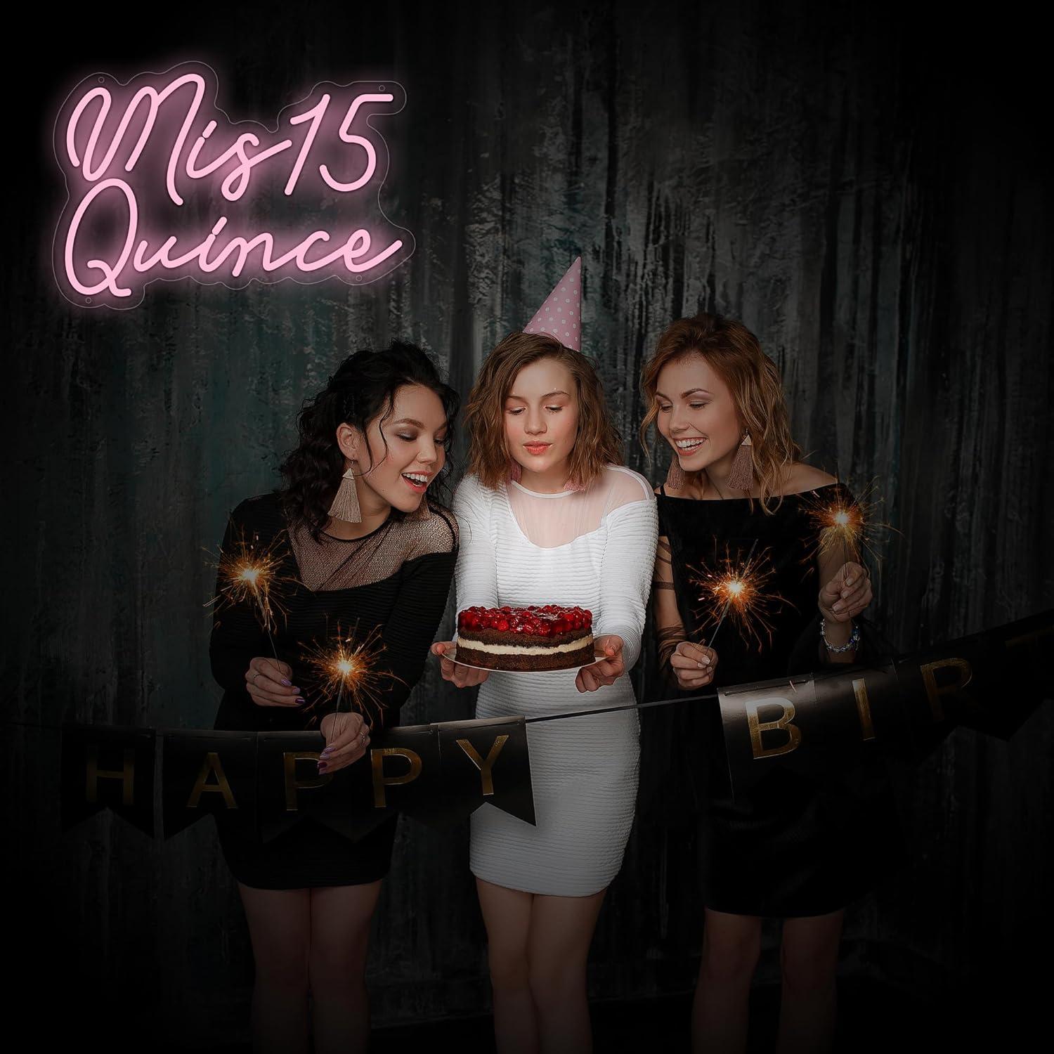 Señal de Neón Mis 15 Quinceañera Moneter LED Decorativa