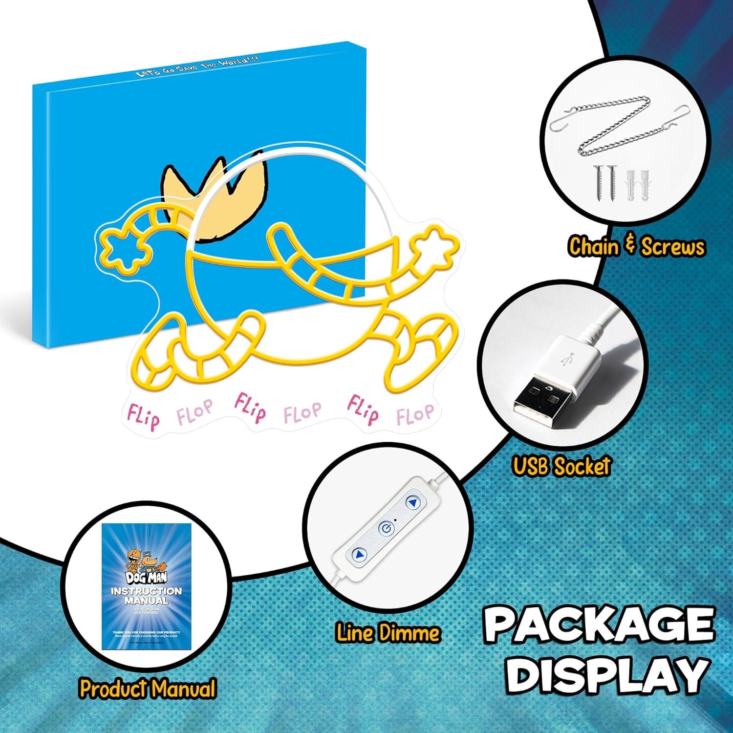 Luz de neón LED Dog Man 80-HD - Decoración de pared 35.6x28.4 cm