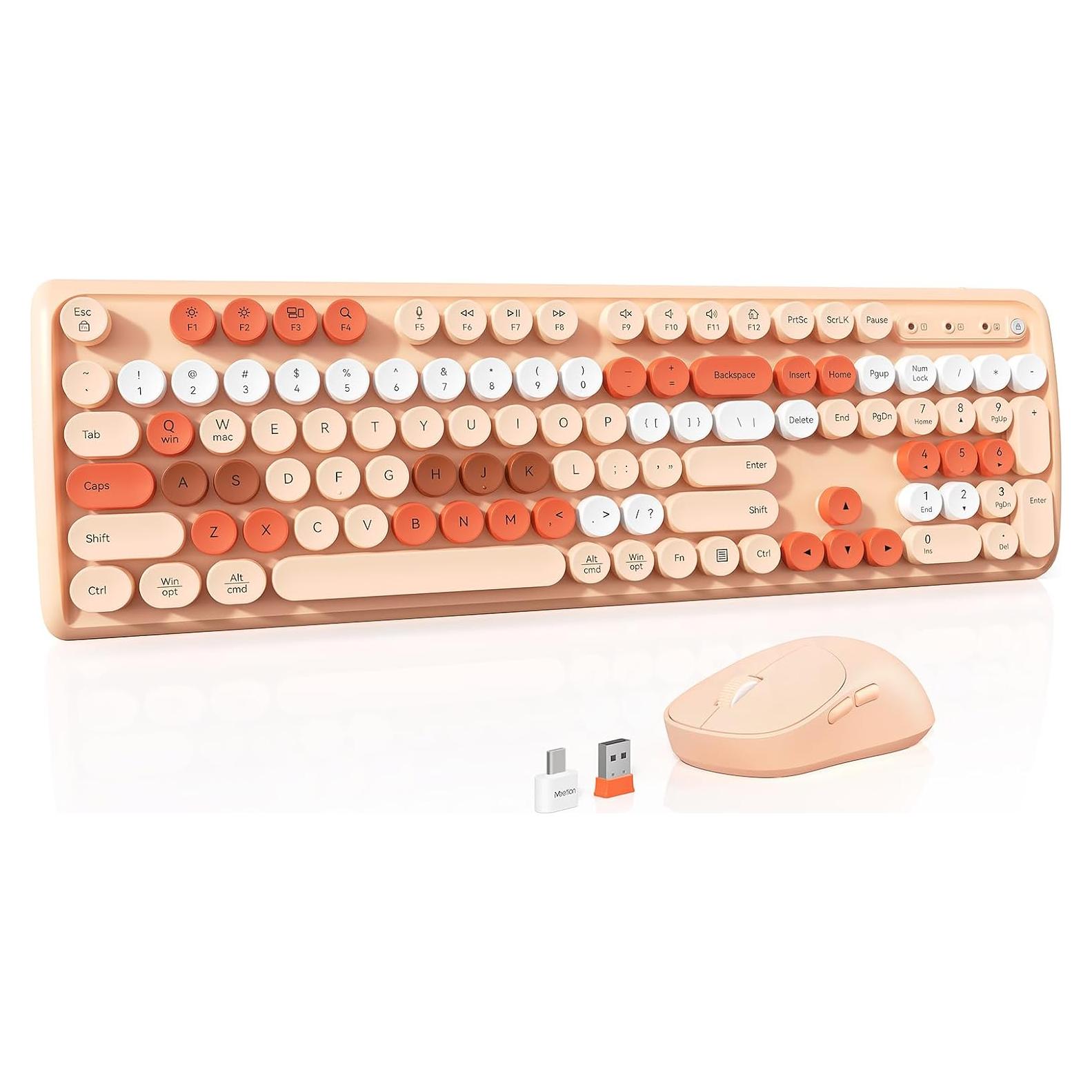 Combo Teclado y Ratón Inalámbricos Shepu Color Crema