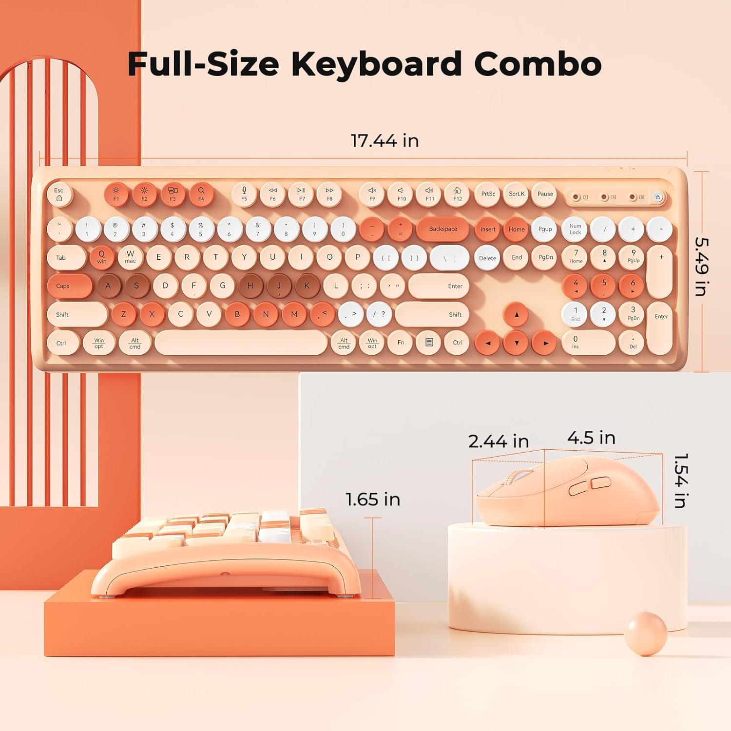 Combo Teclado y Ratón Inalámbricos Shepu Color Crema