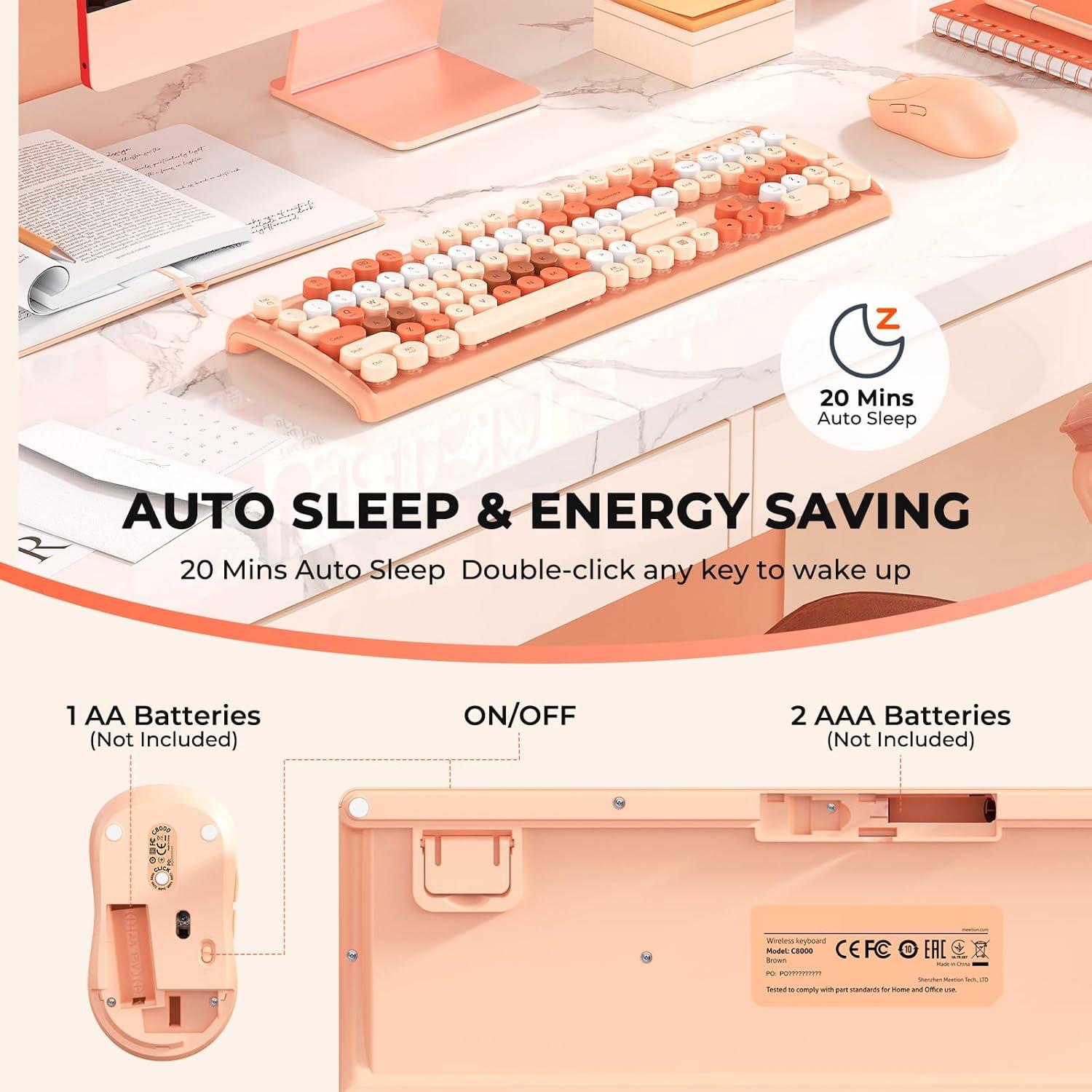 Combo Teclado y Ratón Inalámbricos Shepu Color Crema