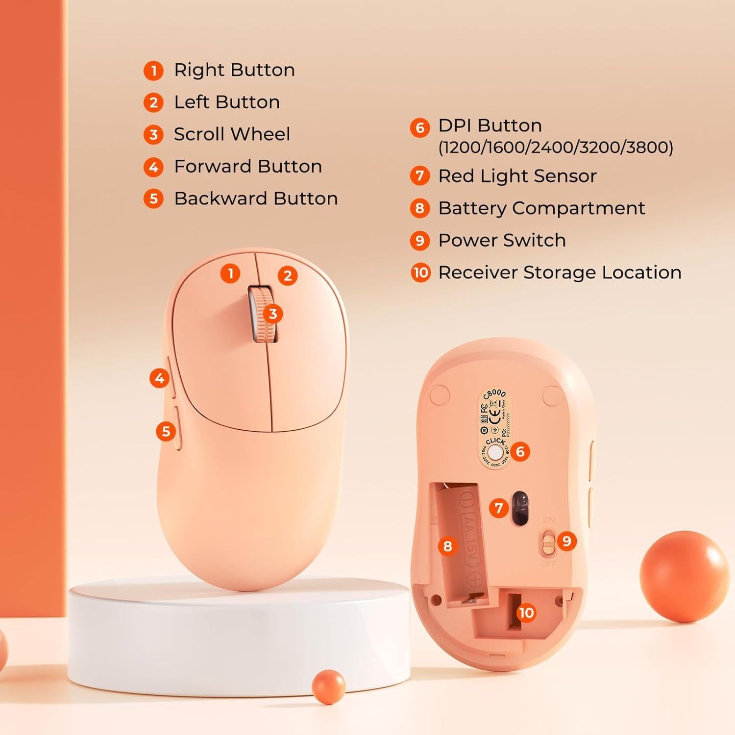 Combo Teclado y Ratón Inalámbricos Shepu Color Crema