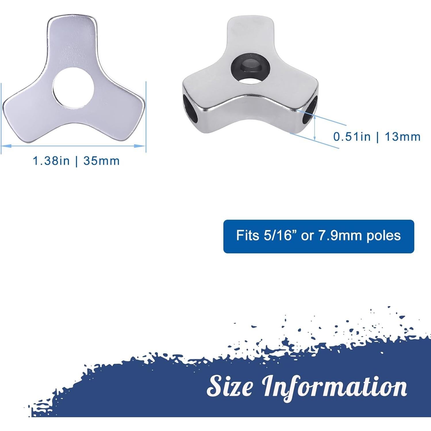 Conectores de Poste de Carpa 3 Vías BRILLIANCE4U Aluminio 7.9mm