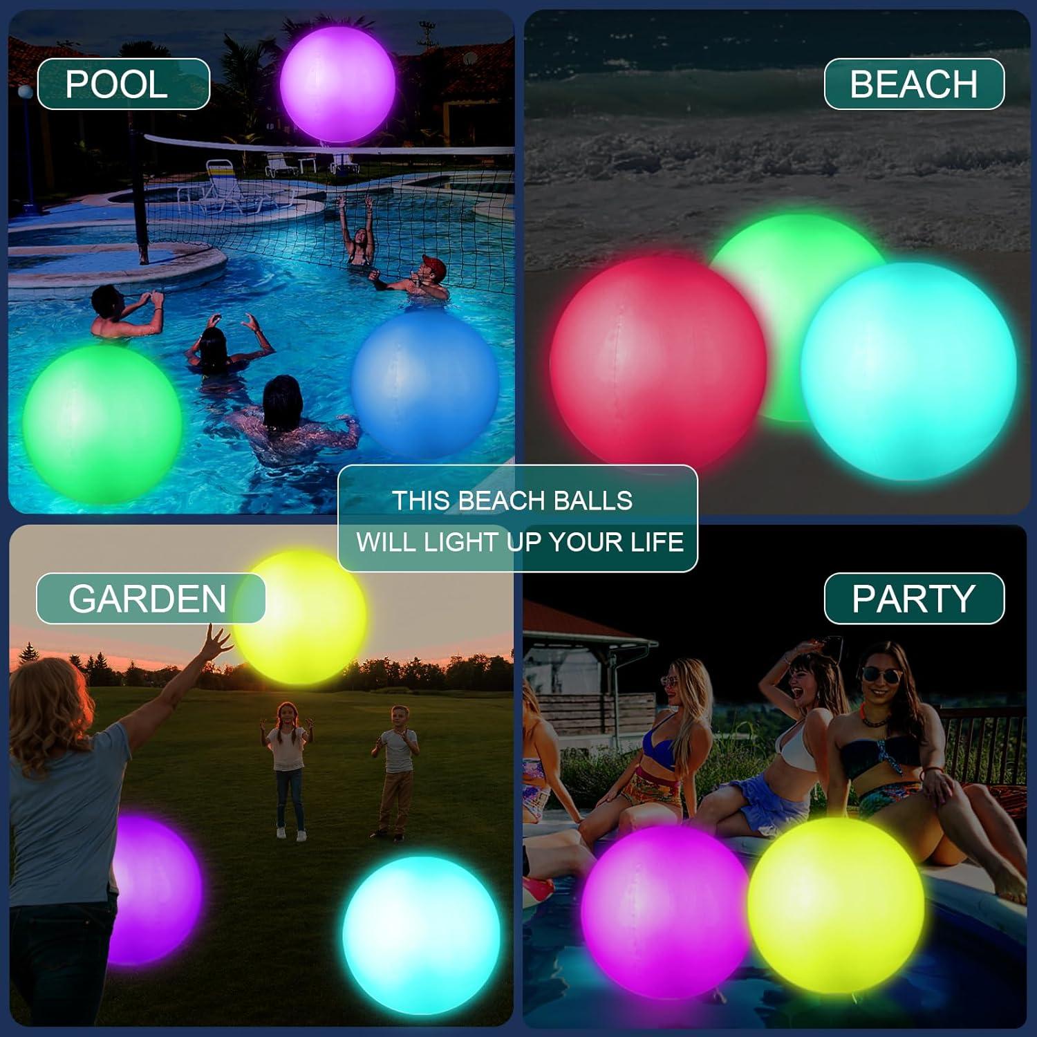 Pelotas de Playa LED Icnice BB2508 - Paquete de 4 Inflables