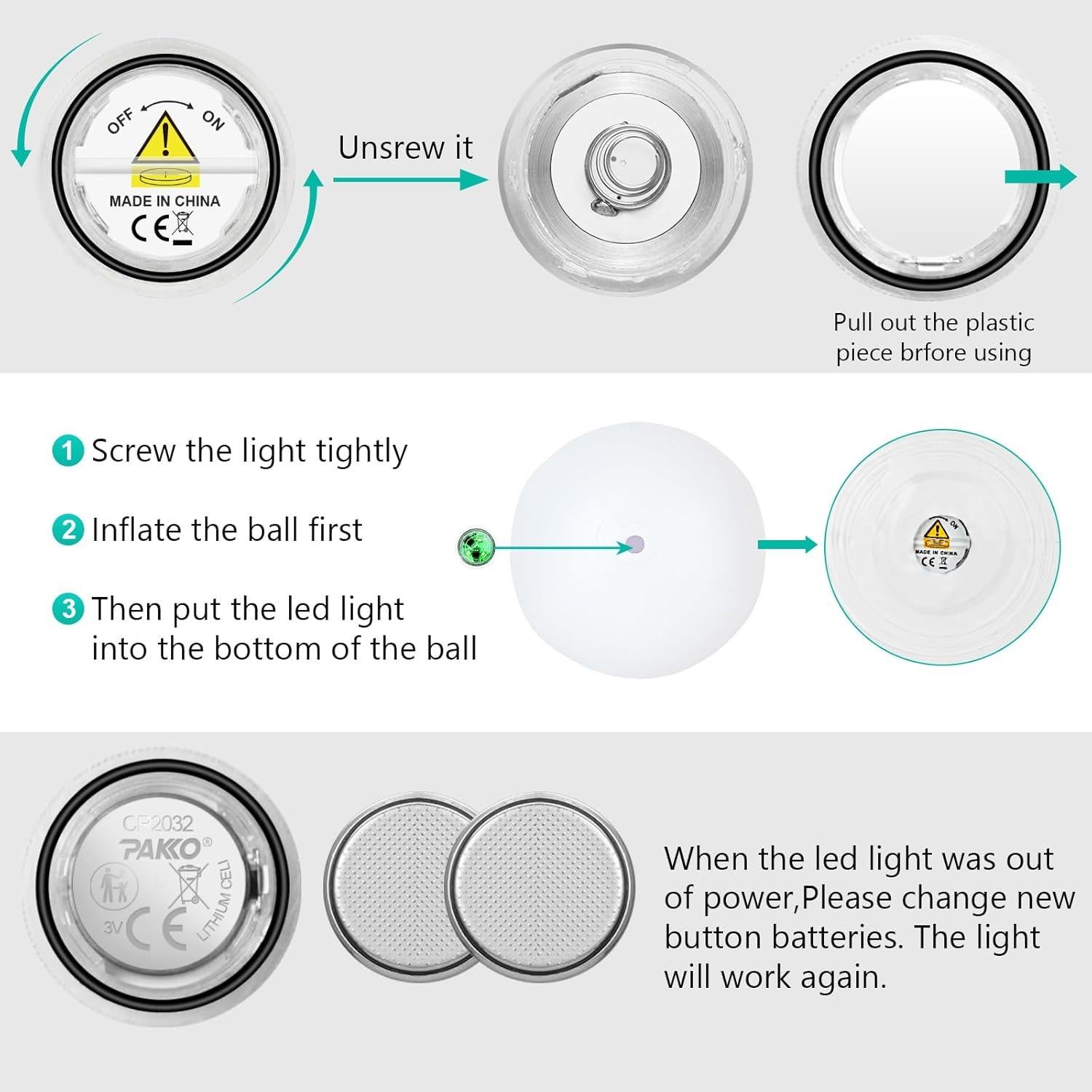 Pelotas de Playa LED Icnice BB2508 - Paquete de 4 Inflables