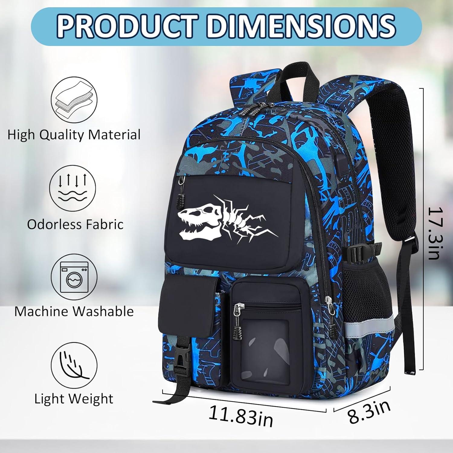 Mochila Escolar Dinosaurio Xiamen 45.72 cm Multibolsillos