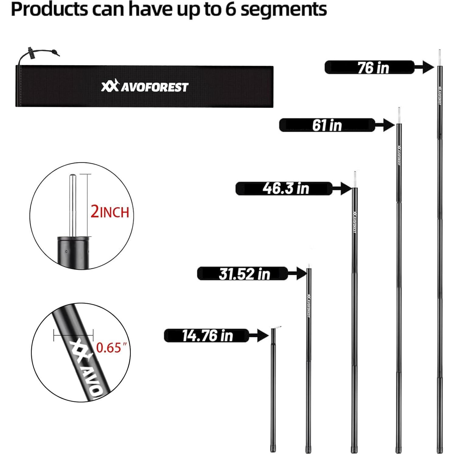 Postes de Tienda AVOFOREST 193cm Ajustables 2pcs Aluminio