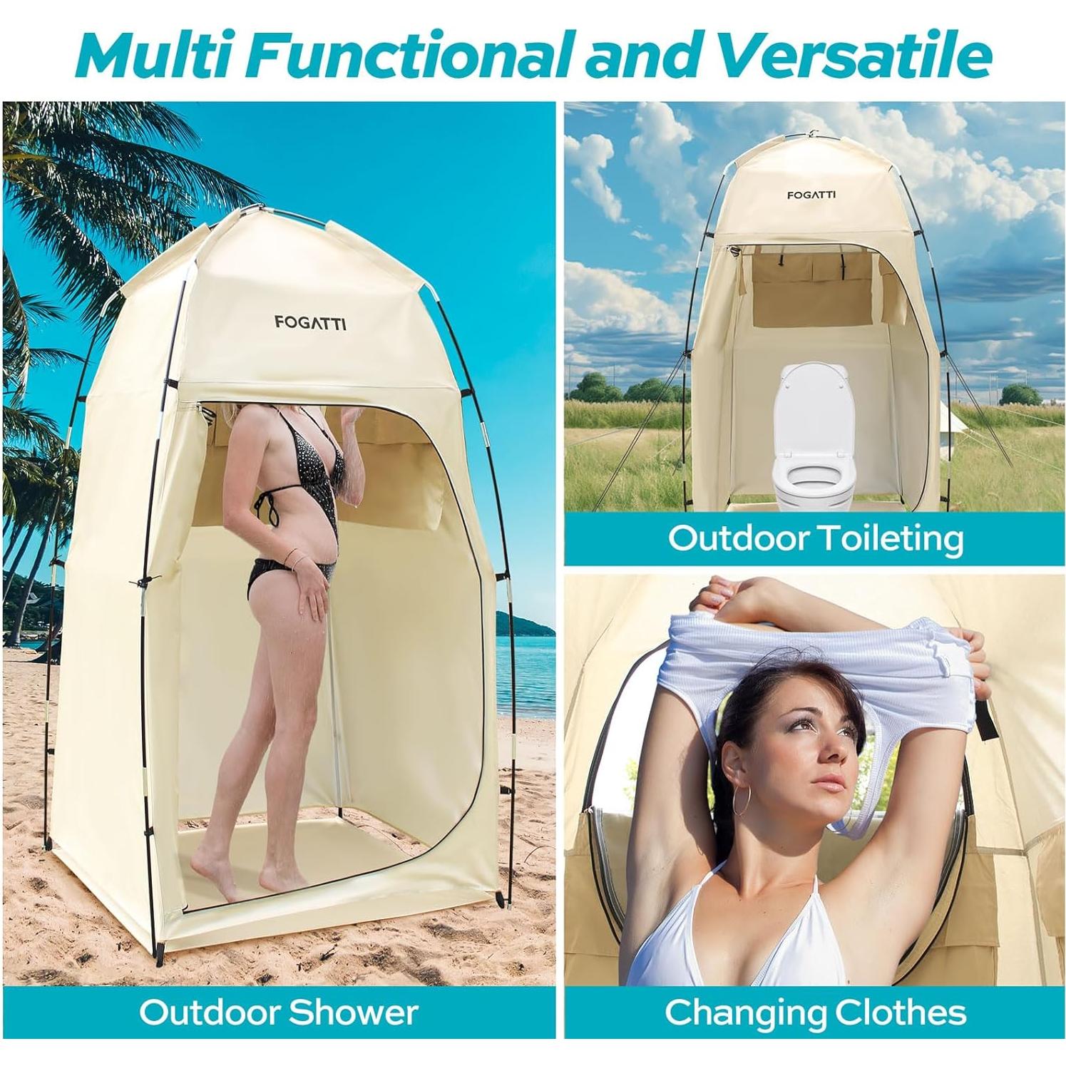 Carpa de Ducha Portátil FOGATTI 2.1m Impermeable para Camping