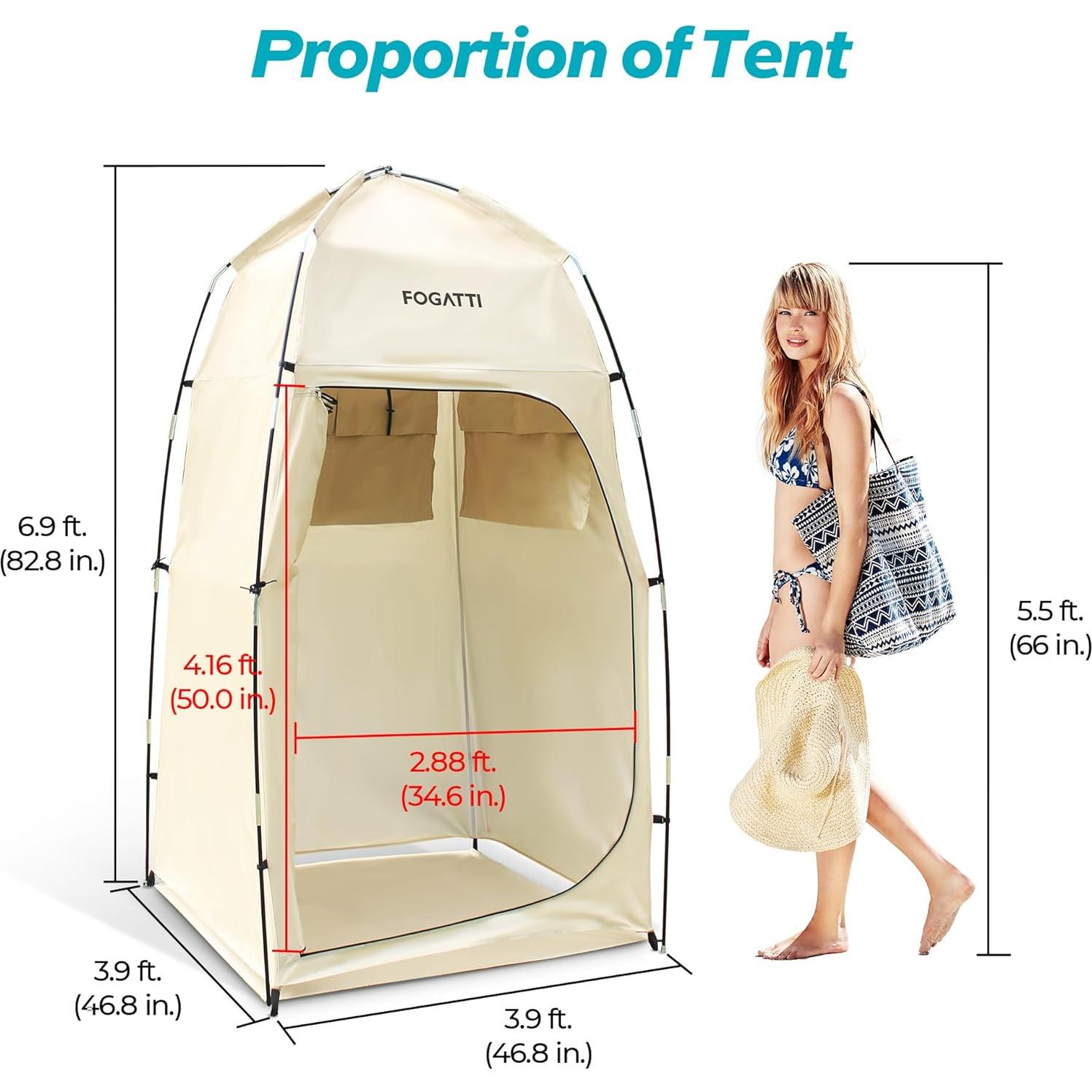 Carpa de Ducha Portátil FOGATTI 2.1m Impermeable para Camping