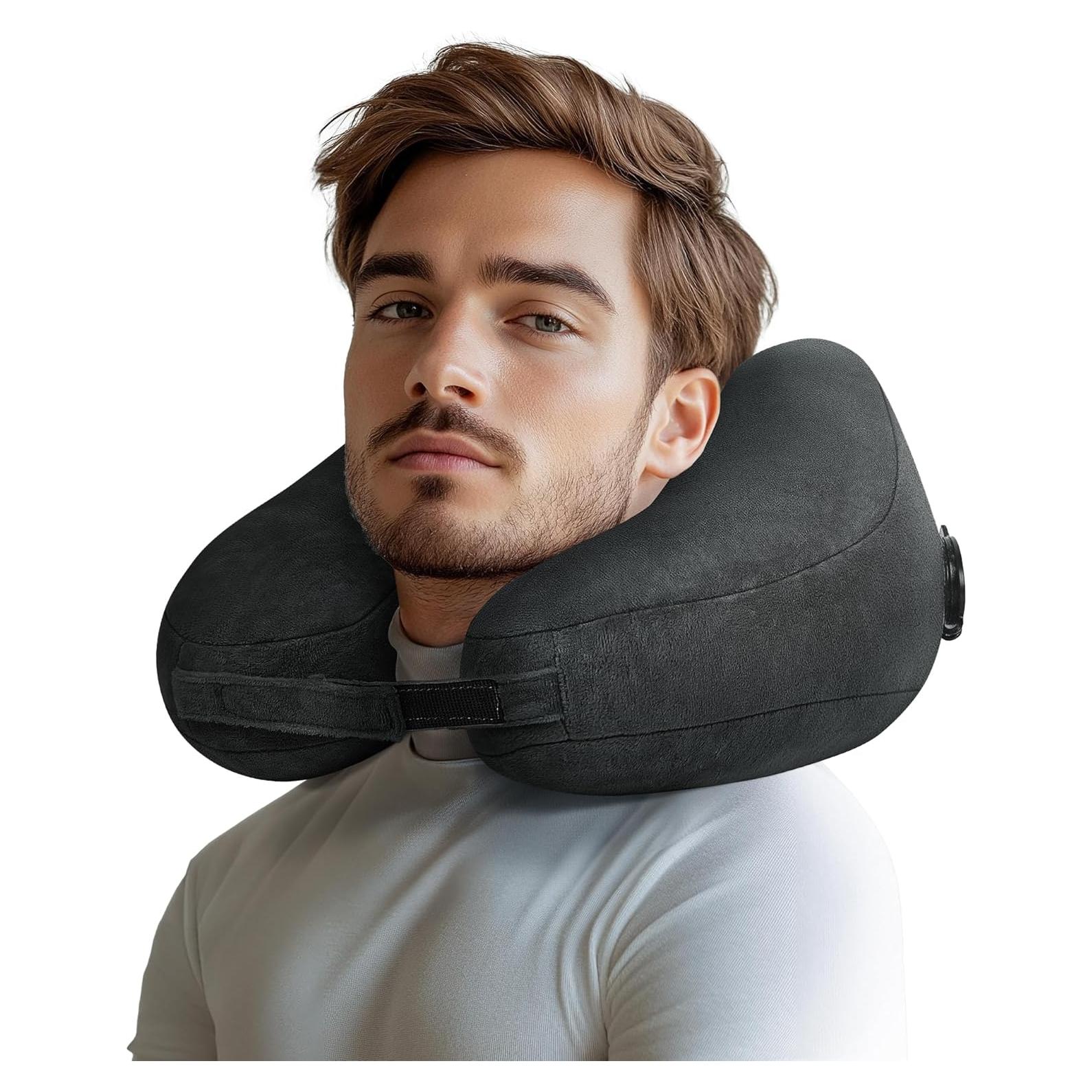 Almohada de Viaje Inflable Loveheek AIR H - Soporte Cuello Negro
