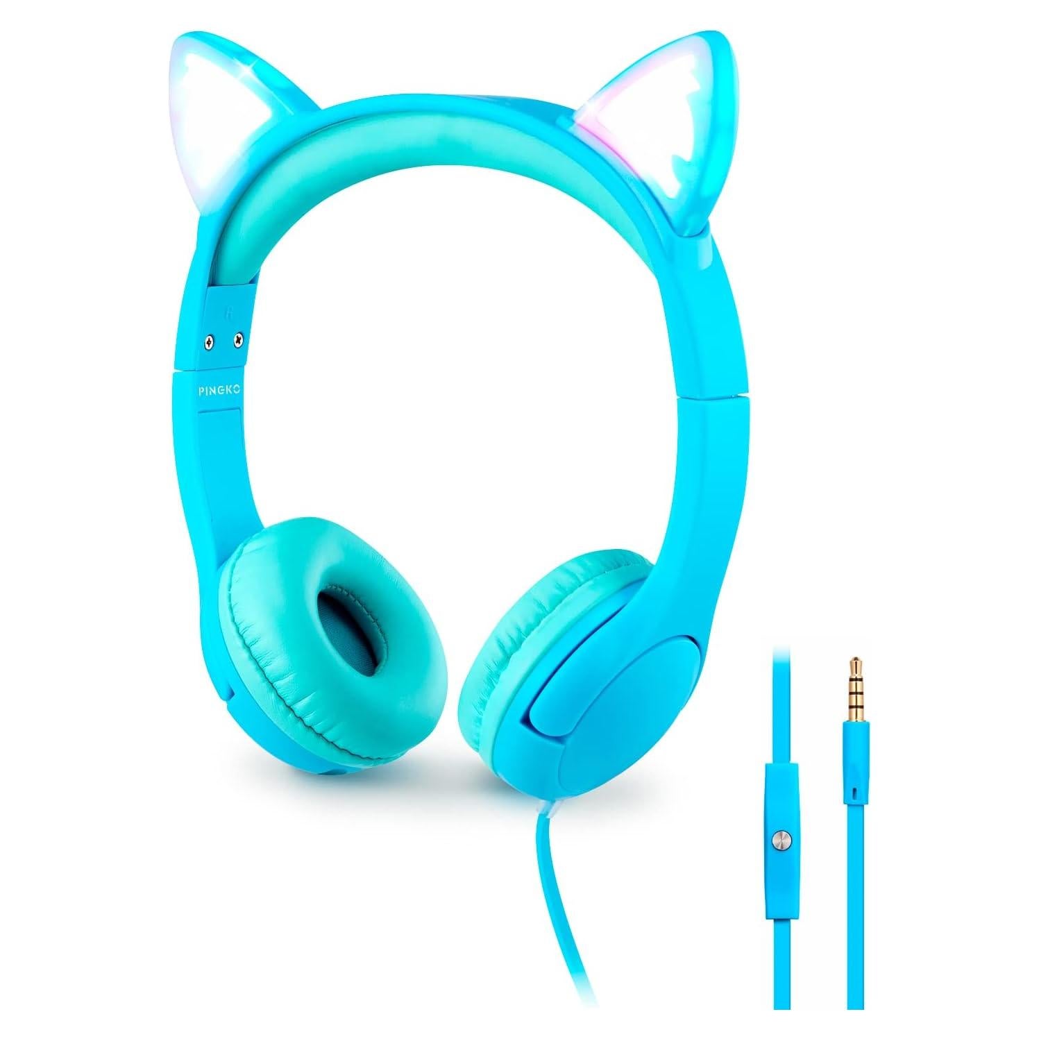 Auriculares PINGKO para Niños con Micrófono y Luz LED Azul