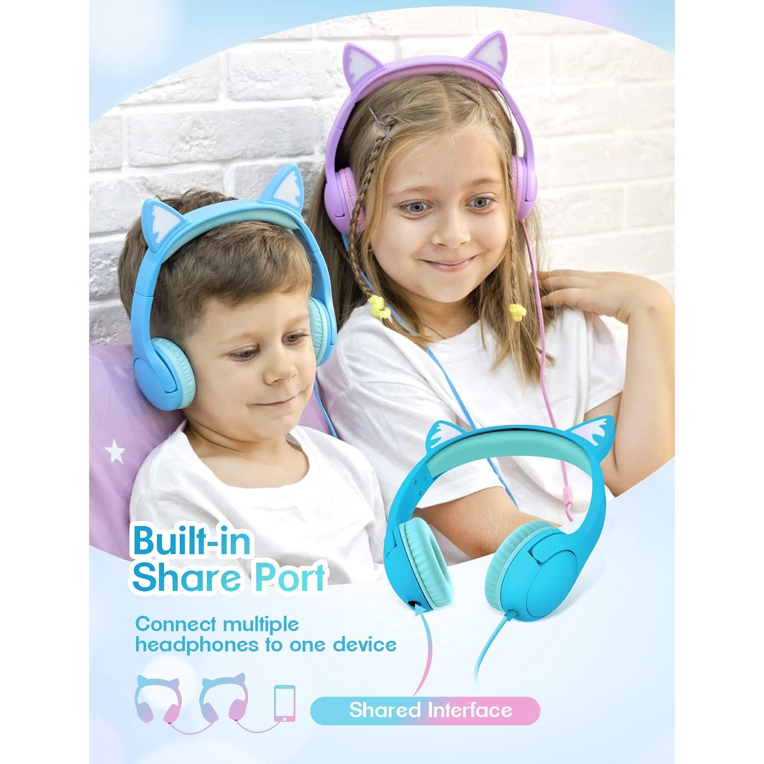 Auriculares PINGKO para Niños con Micrófono y Luz LED Azul