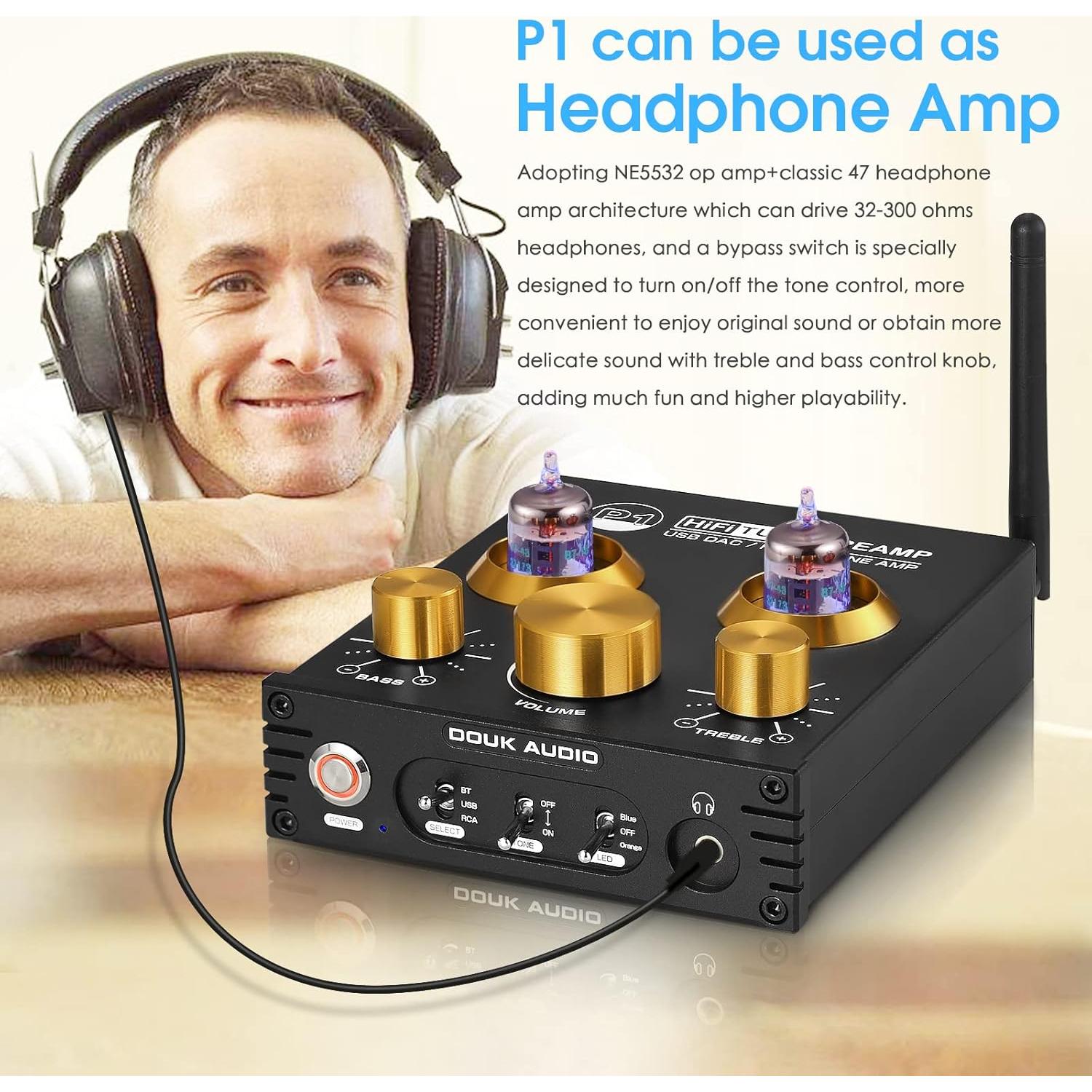 Douk Audio P1 Previo de Válvula Bluetooth con DAC USB