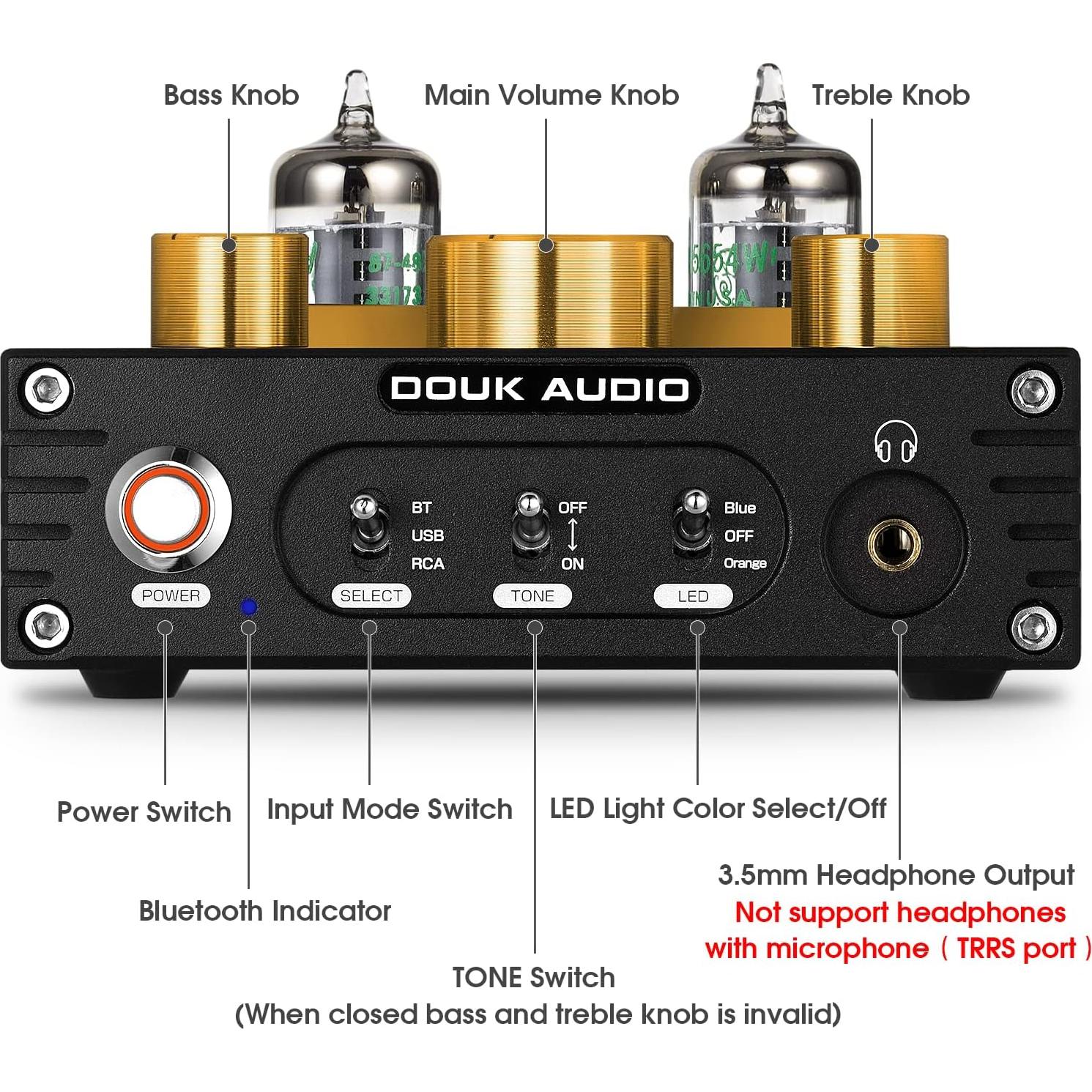 Douk Audio P1 Previo de Válvula Bluetooth con DAC USB