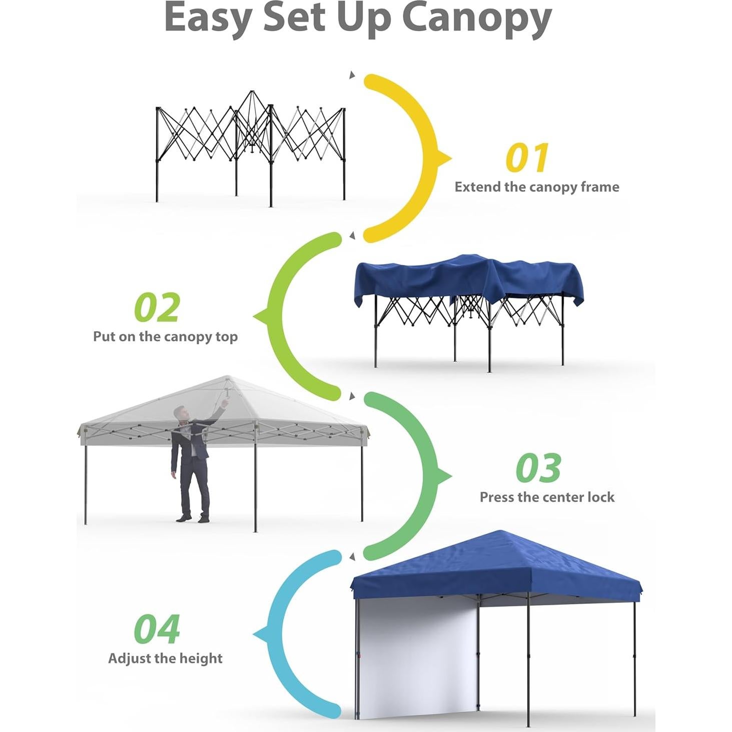 Carpa Plegable GAOMON 3x3m Azul con Pared Lateral Desmontable