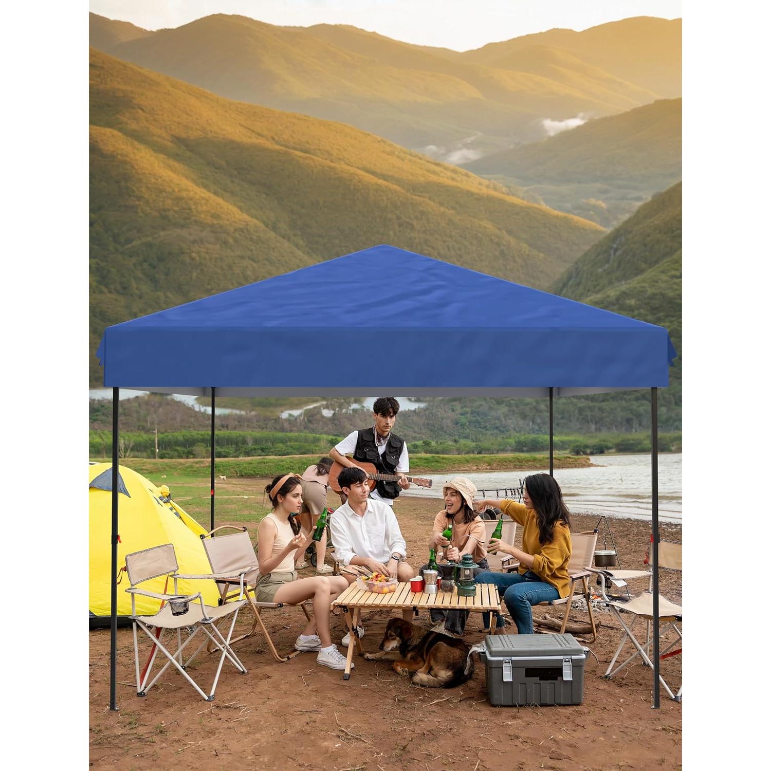 Carpa Plegable GAOMON 3x3m Azul con Pared Lateral Desmontable