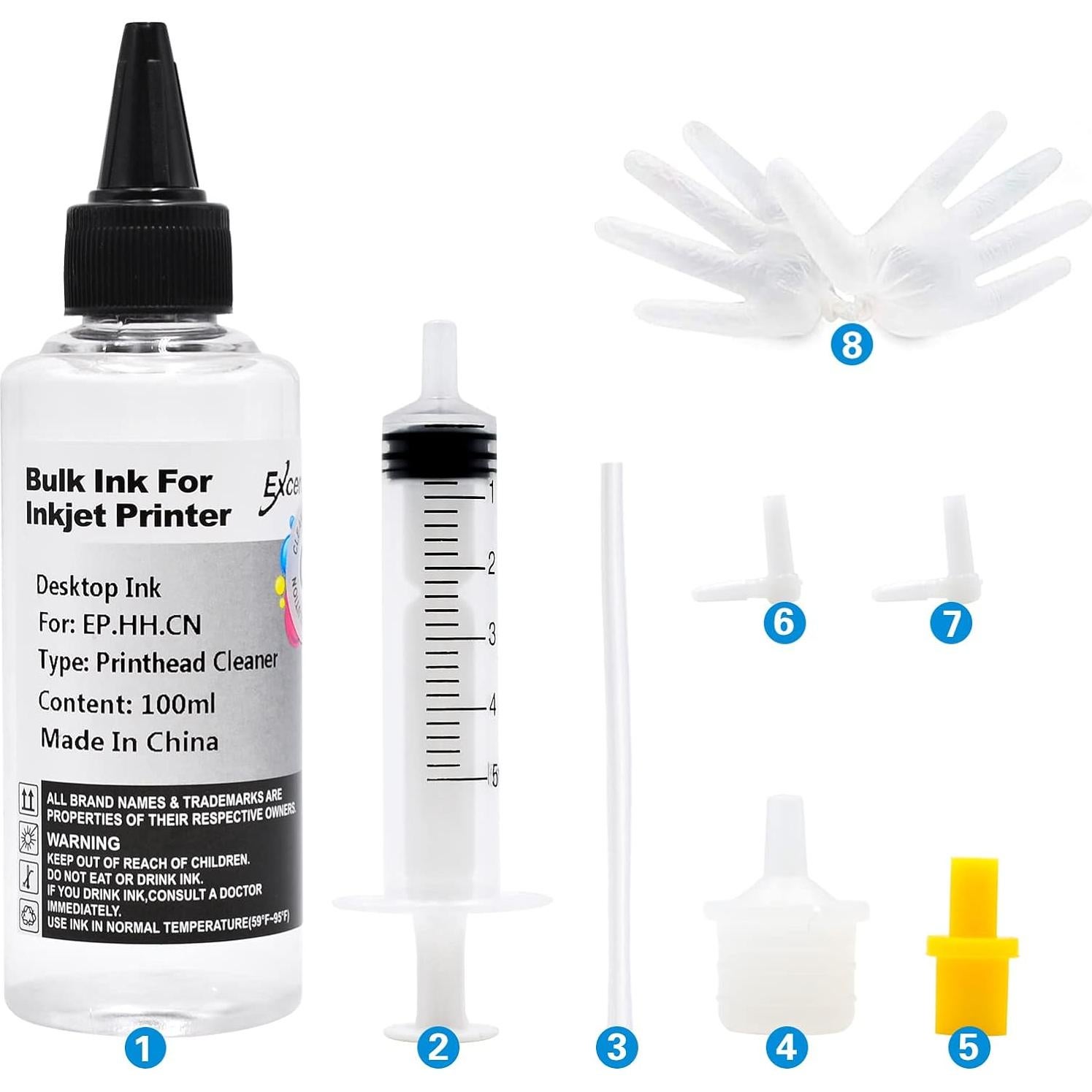 Kit de limpieza de cabezales EXCERCUS 200ml para impresoras HP Epson Canon