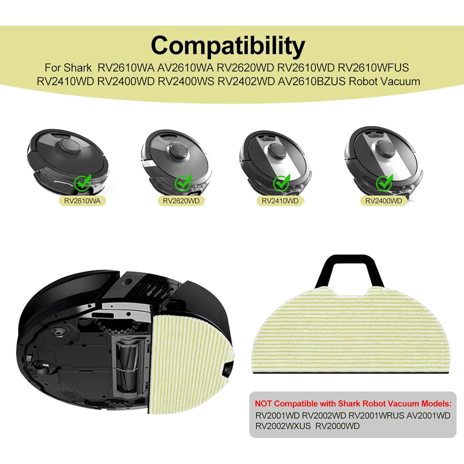 Paquete de 6 almohadillas de microfibra Aiyiried para Shark RV2610WA