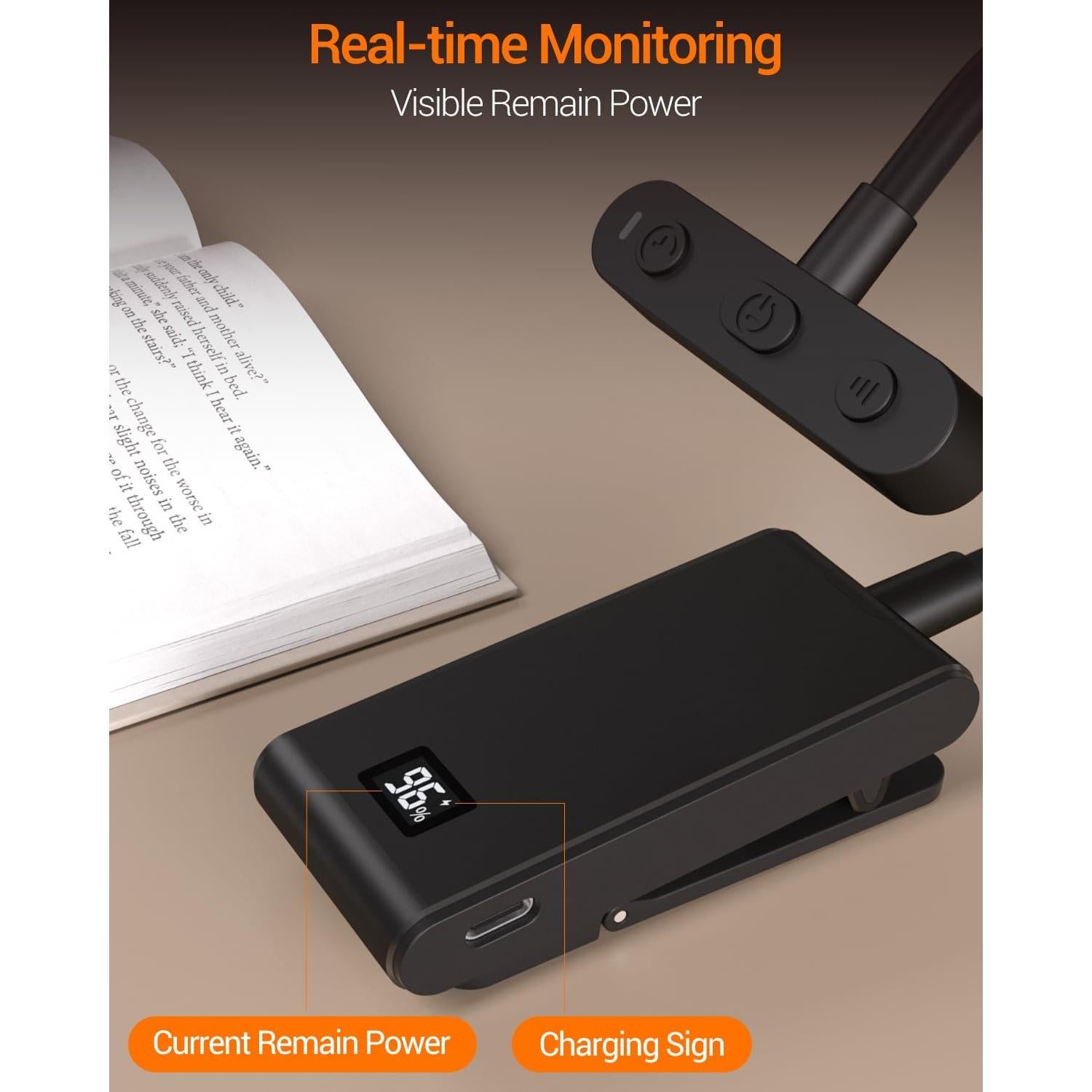 Lámpara de Lectura Recargable COKWEL SD-Black-CO 9 LED 90h