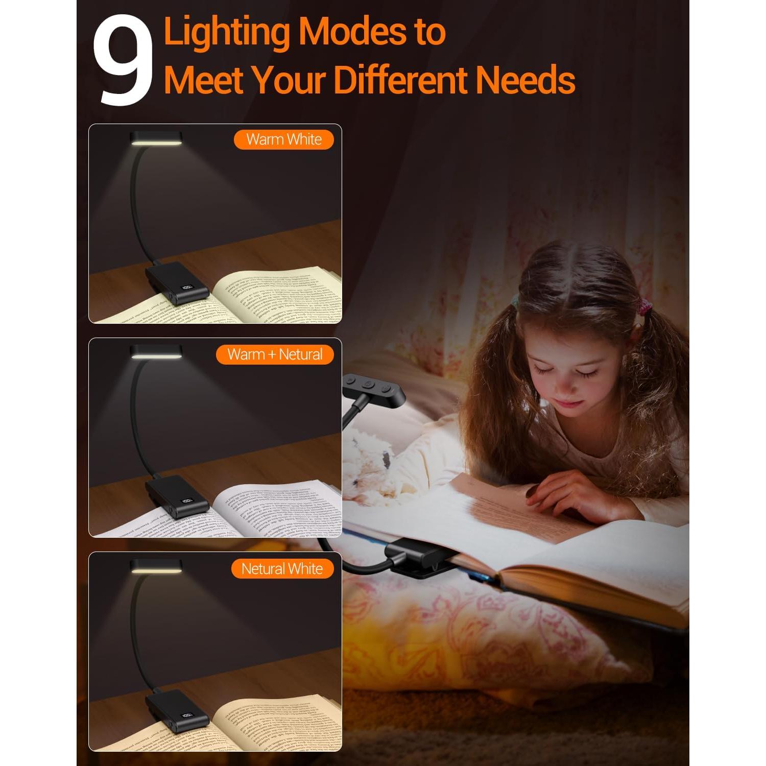 Lámpara de Lectura Recargable COKWEL SD-Black-CO 9 LED 90h