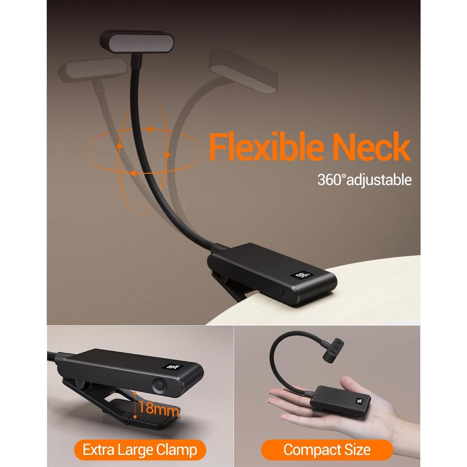 Lámpara de Lectura Recargable COKWEL SD-Black-CO 9 LED 90h