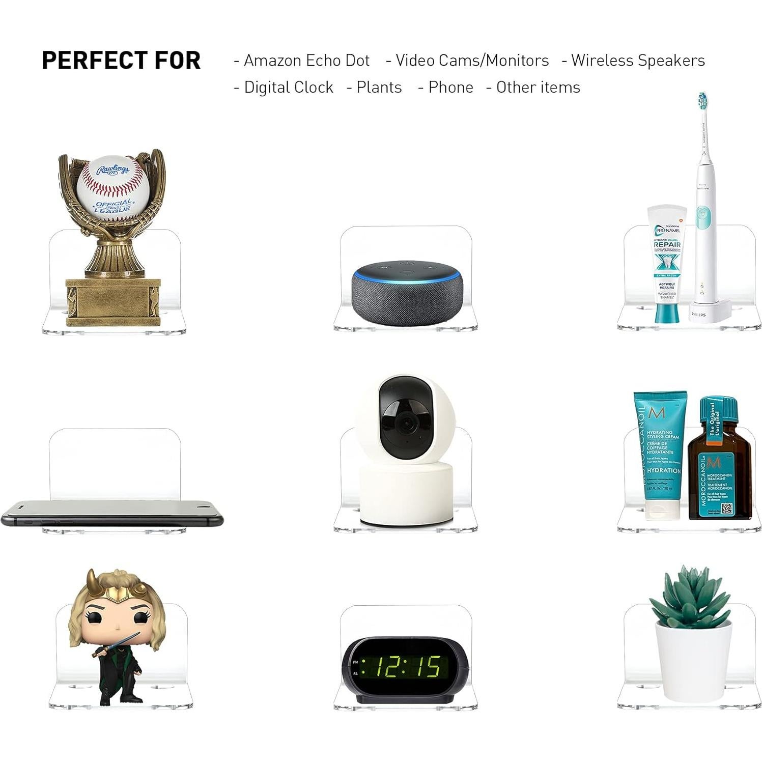 Estante Flotante Acrílico OAPRIRE Set de 3 para Cámaras