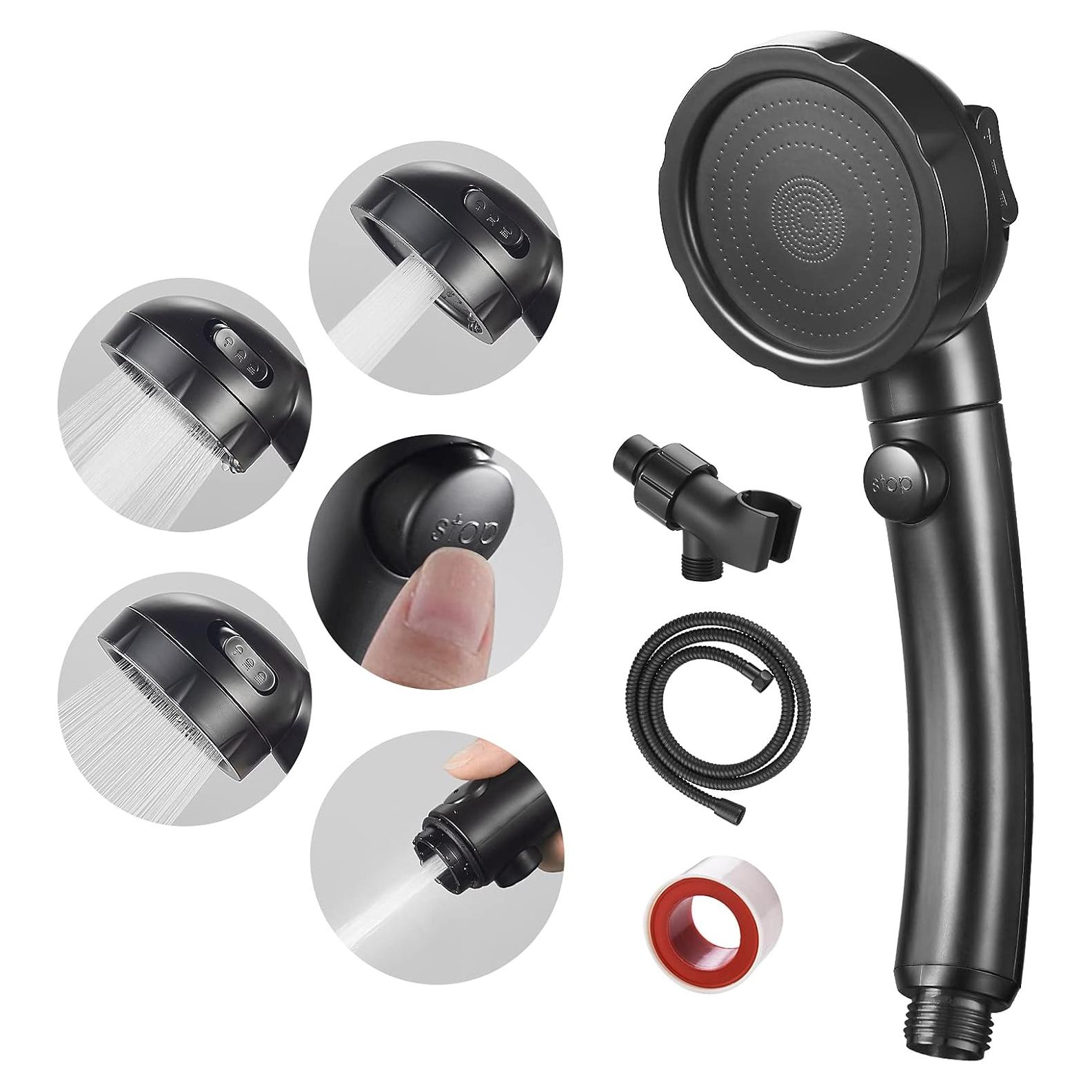 Cabezal de Ducha de Mano SINGSUO Alta Presión 3 Modos Negro