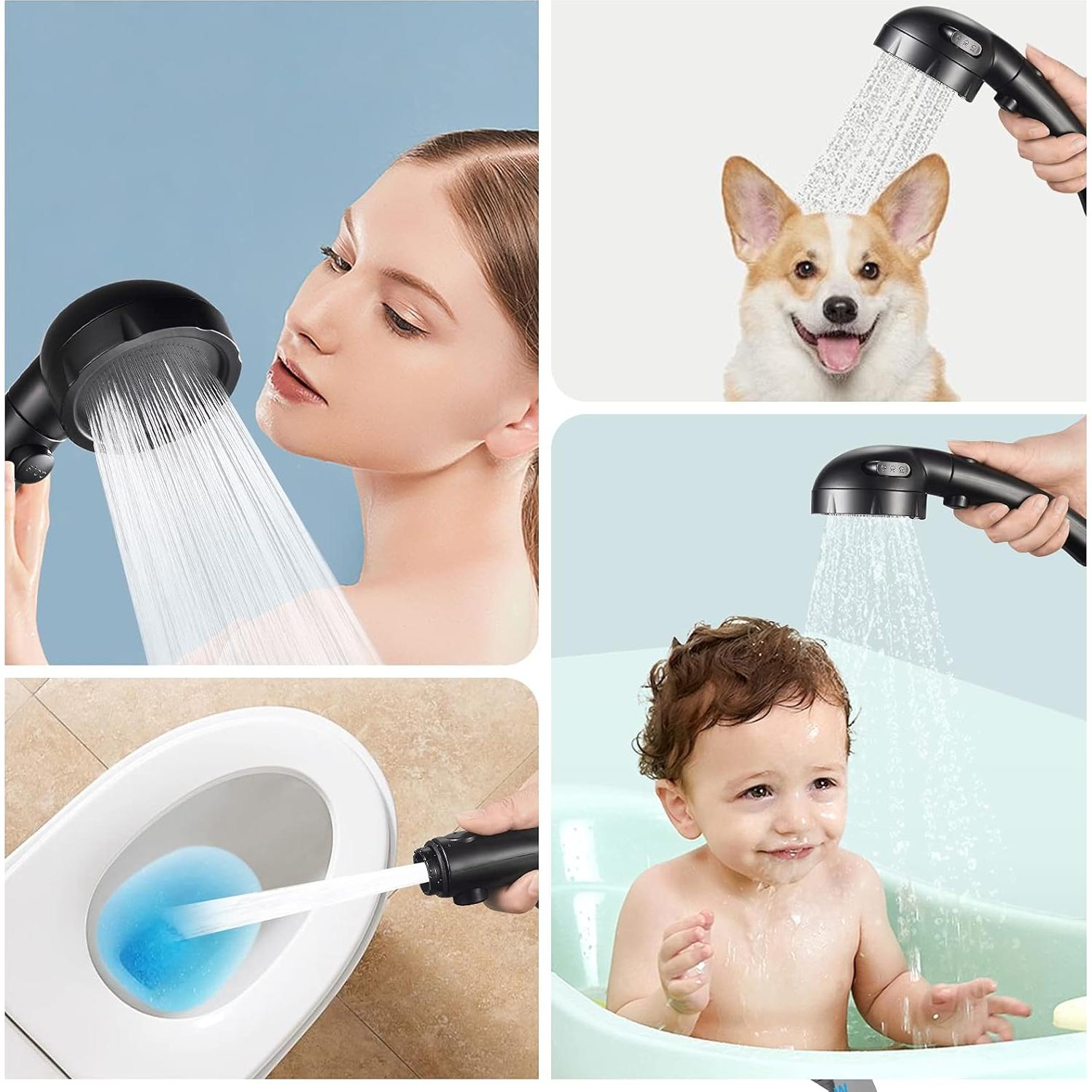 Cabezal de Ducha de Mano SINGSUO Alta Presión 3 Modos Negro