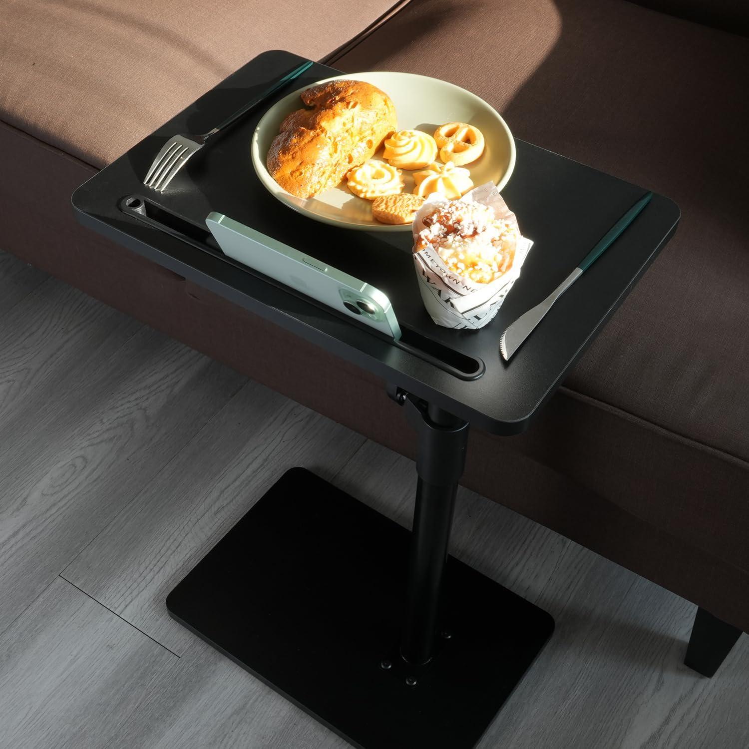 Mesa lateral ajustable YUHFERA para sofá - Negro, 66 cm