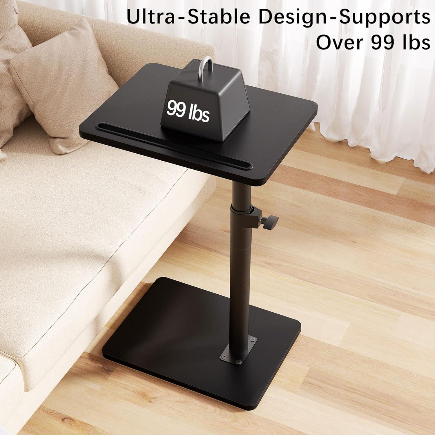 Mesa lateral ajustable YUHFERA para sofá - Negro, 66 cm