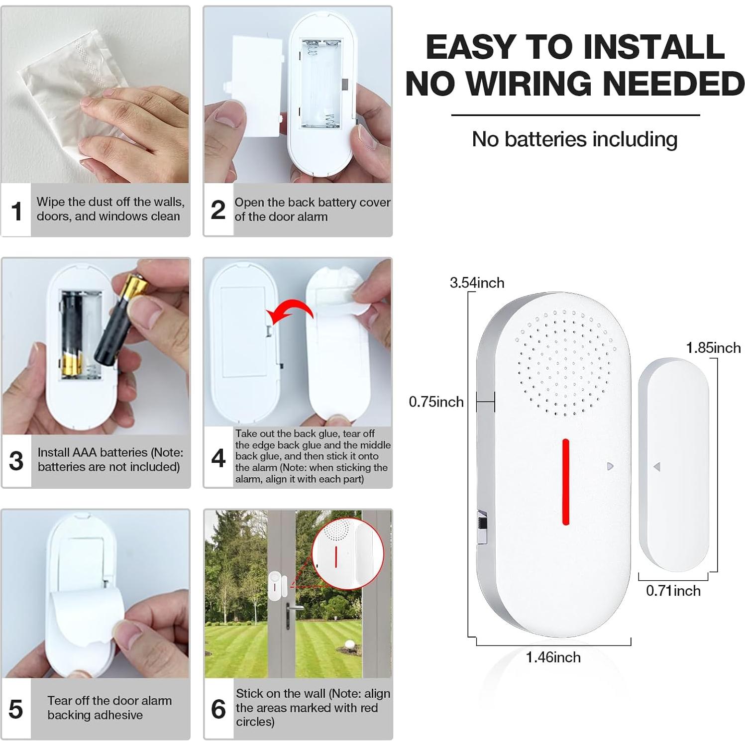 Alarma Inalámbrica de Puerta y Ventana WimuPath 110dB - 3PCS