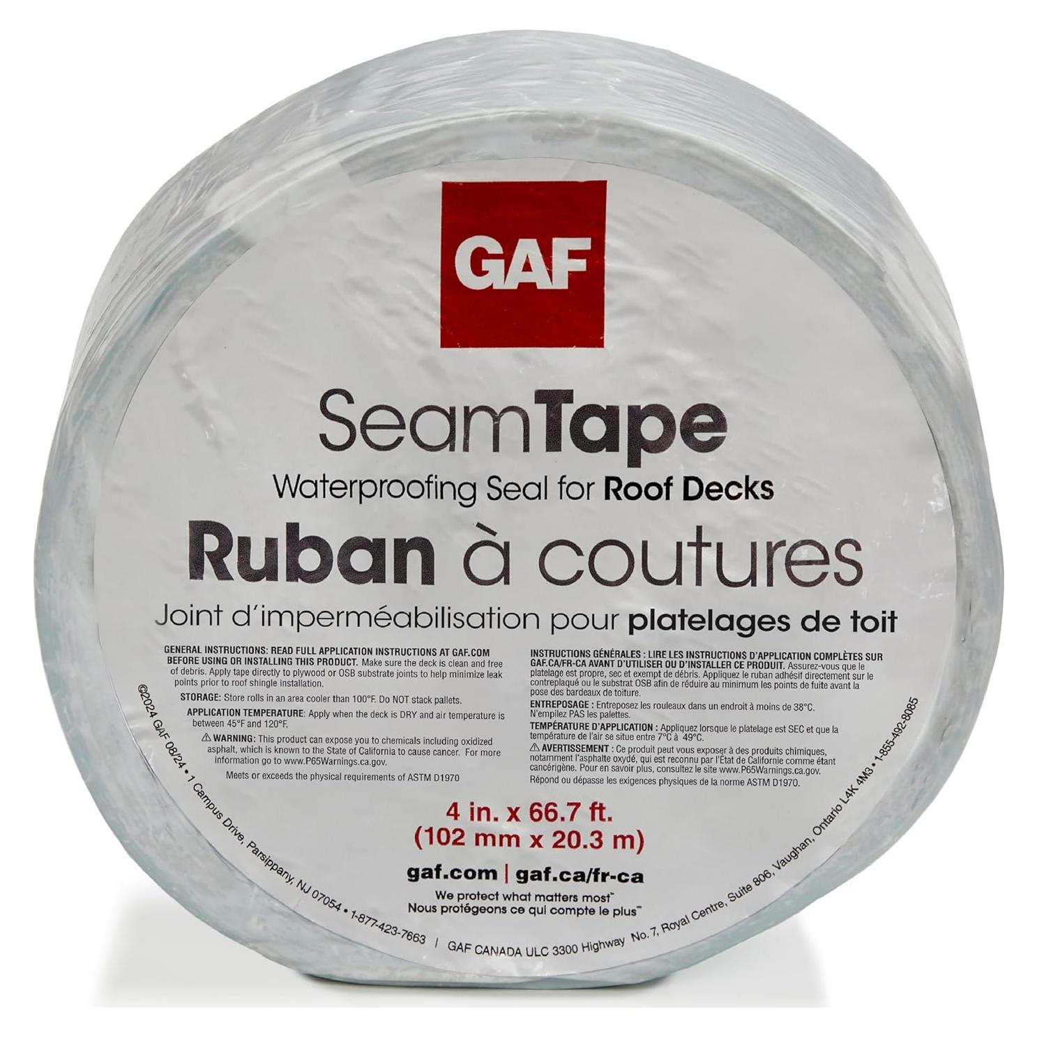 Cinta de Costura para Techo GAF 10.16 cm x 20.42 m - Impermeable